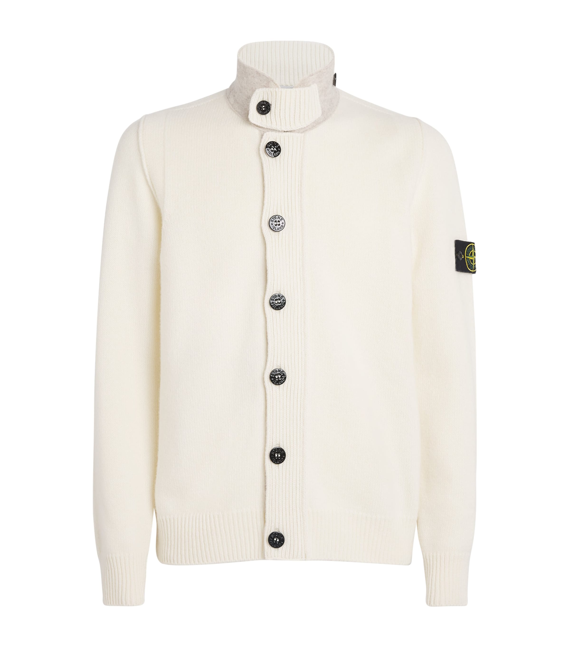 Stone Island Wool-blend Zip-up Cardigan In White