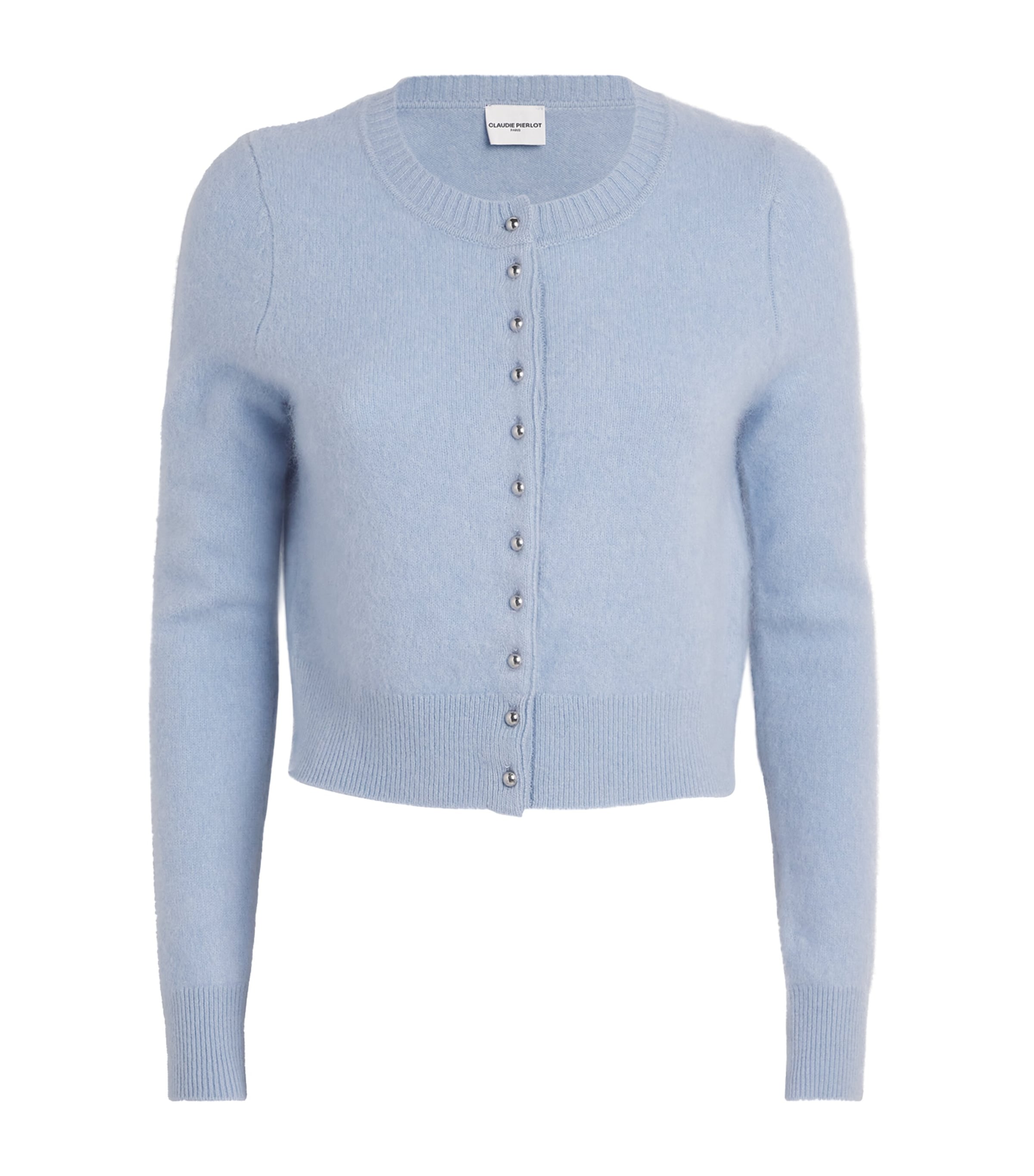 Claudie Pierlot Wool Brushed Cardigan In Blue