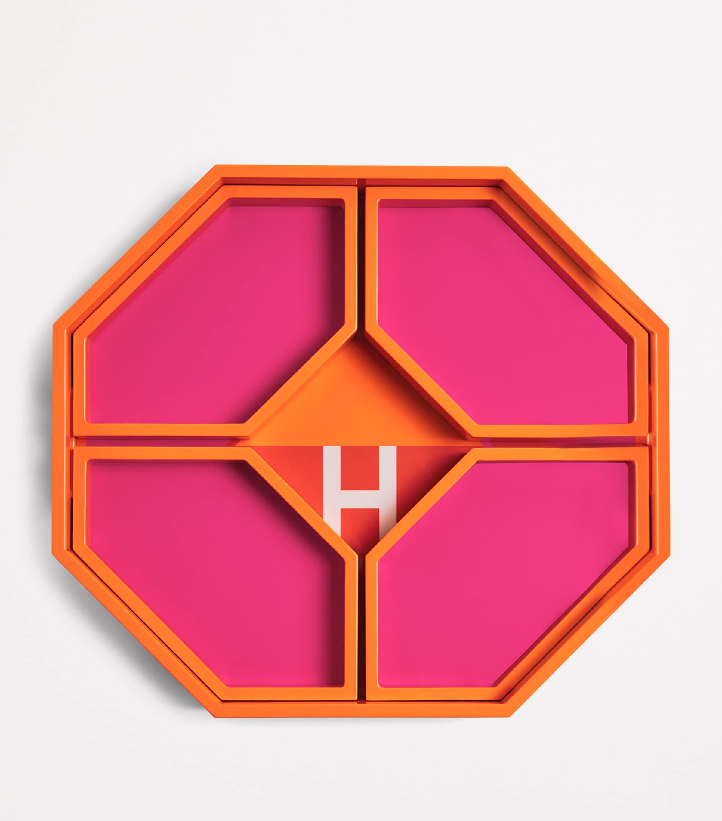 Lacquered Wood Logo Geometric Tray (38cm x 42cm) BLUE Image 3