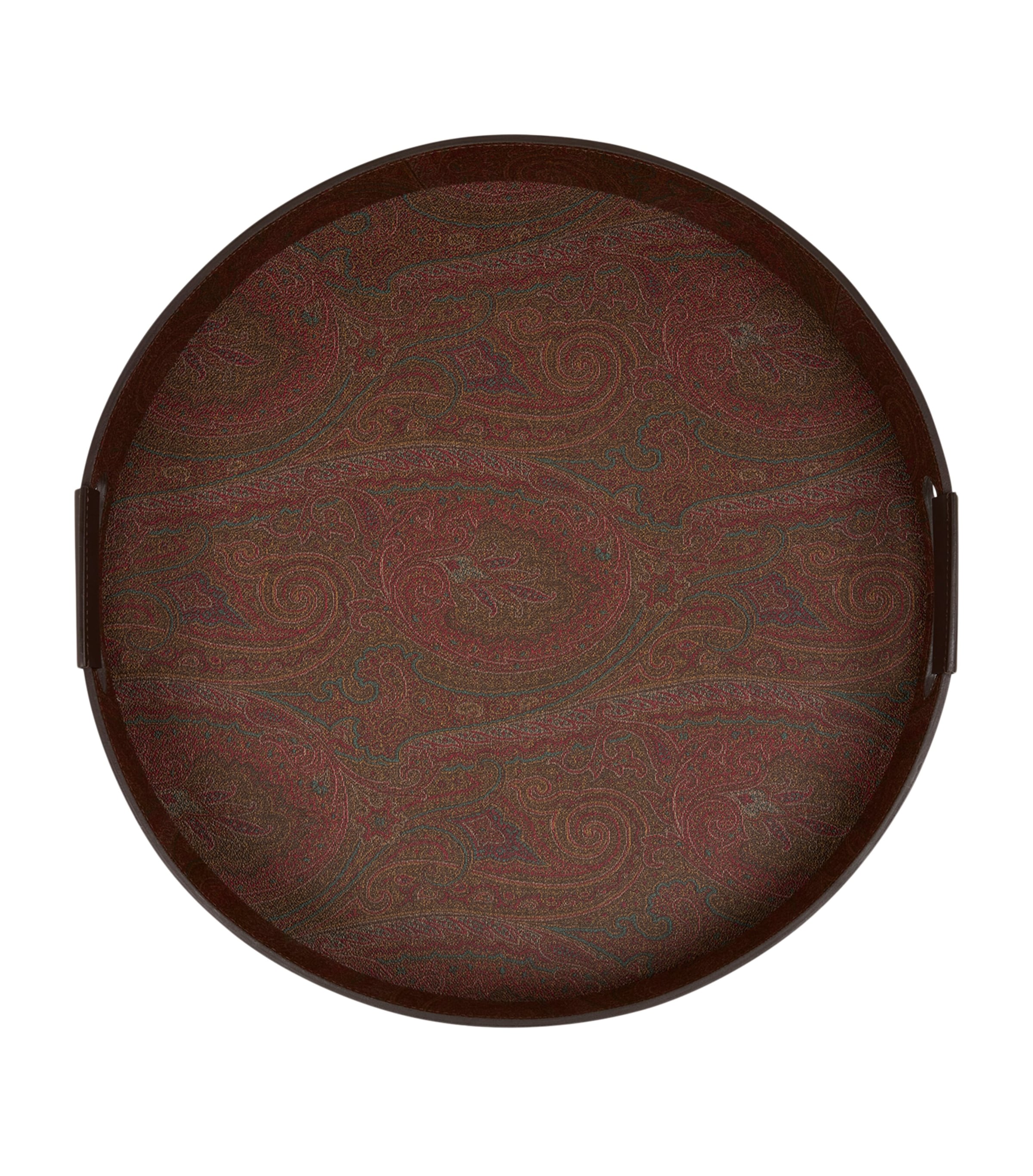 Cotton-Blend and Leather Arnica Round Tray RED Image 2