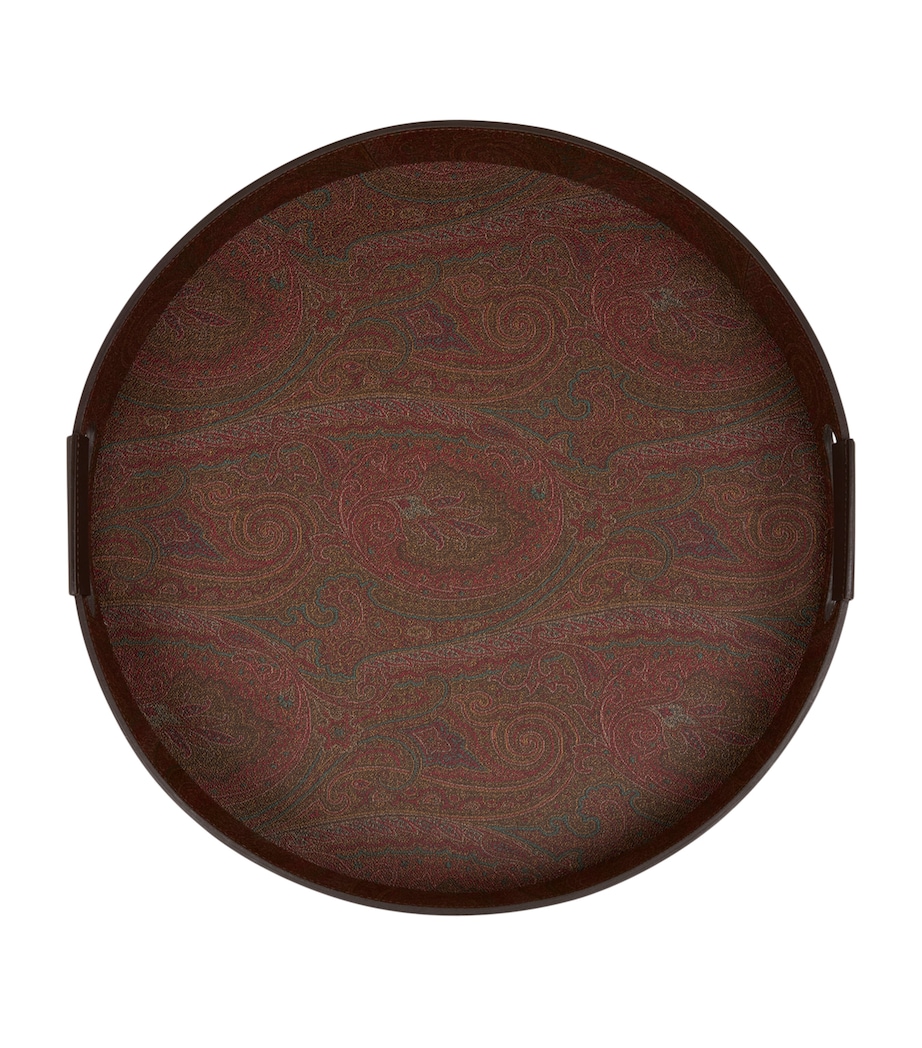 Cotton-Blend and Leather Arnica Round Tray RED Image 2