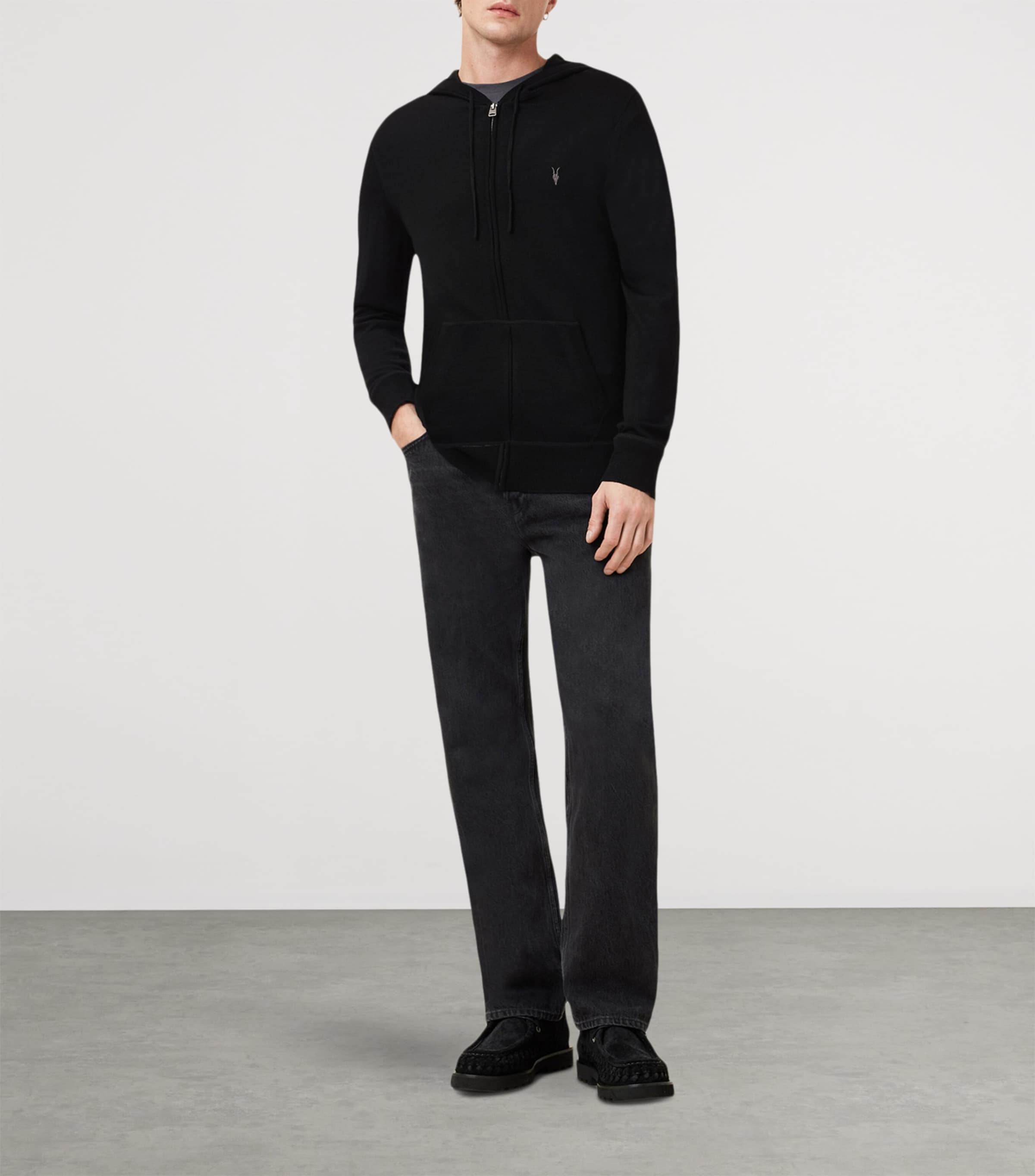 Merino Wool Mode Hoodie BLACK Image 2