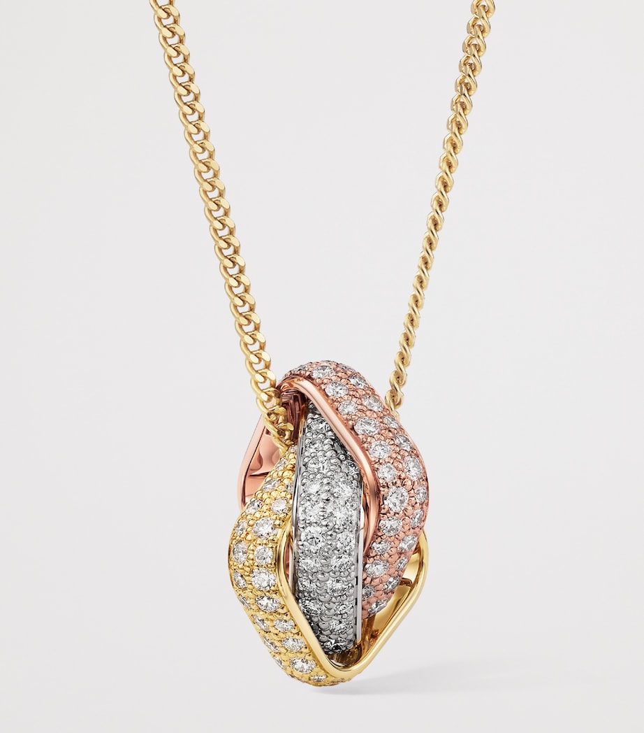 Mixed Gold and Diamond Trinity Box Necklace YLLW/ROSE/WHITE GOLD Image 4