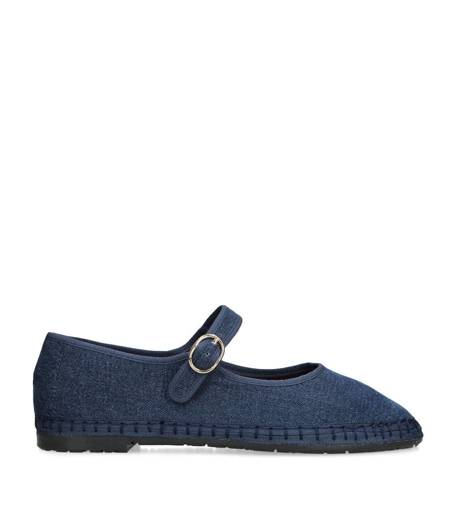 Flabelus Womens Denim Rostova Ballet Flats Blue/dark Image 1