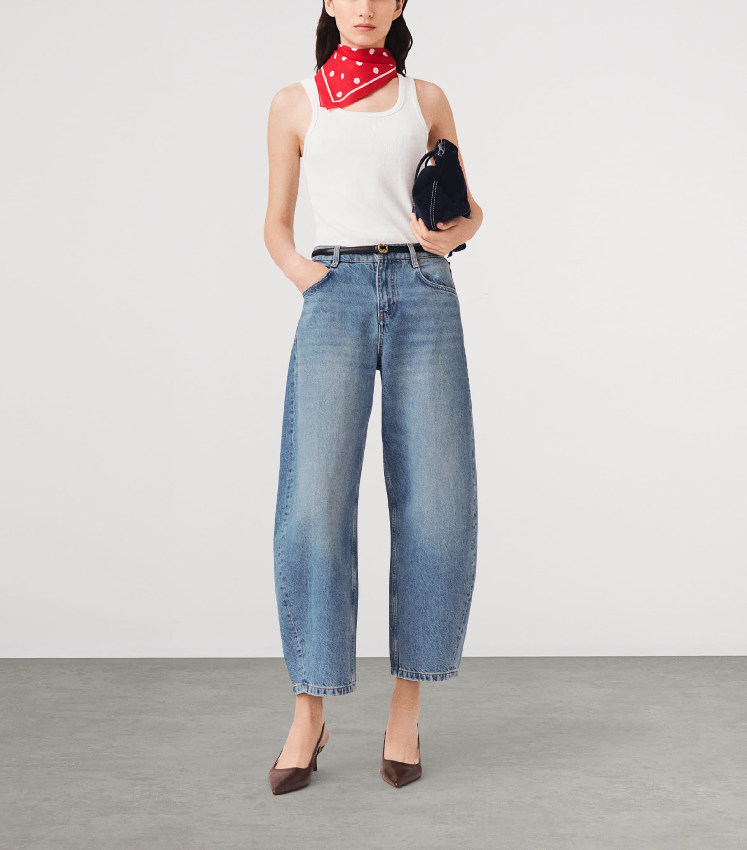 Maje Womens Cropped Barrel Jeans Blue Image 2