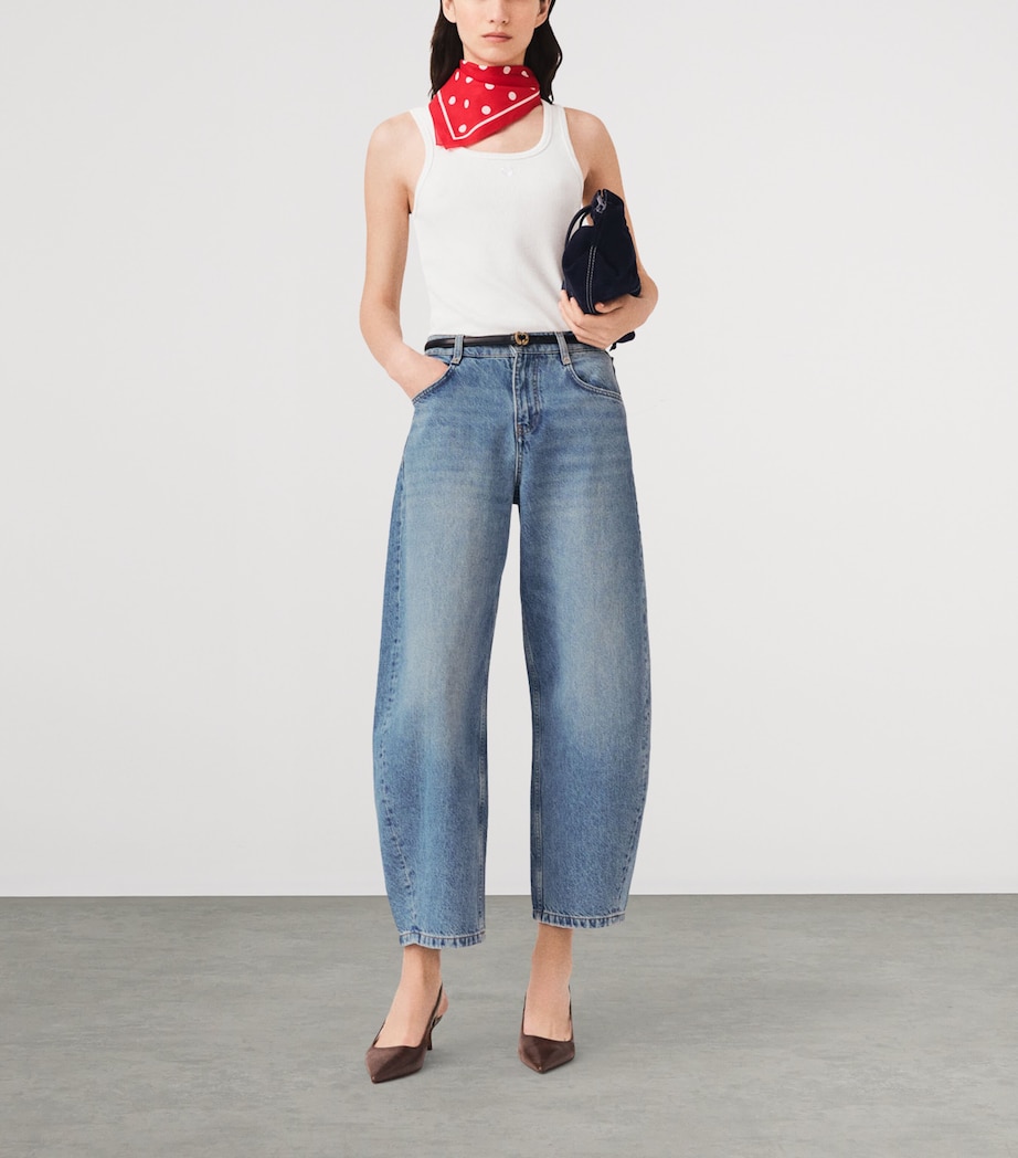 Maje Womens Cropped Barrel Jeans Blue Image 2