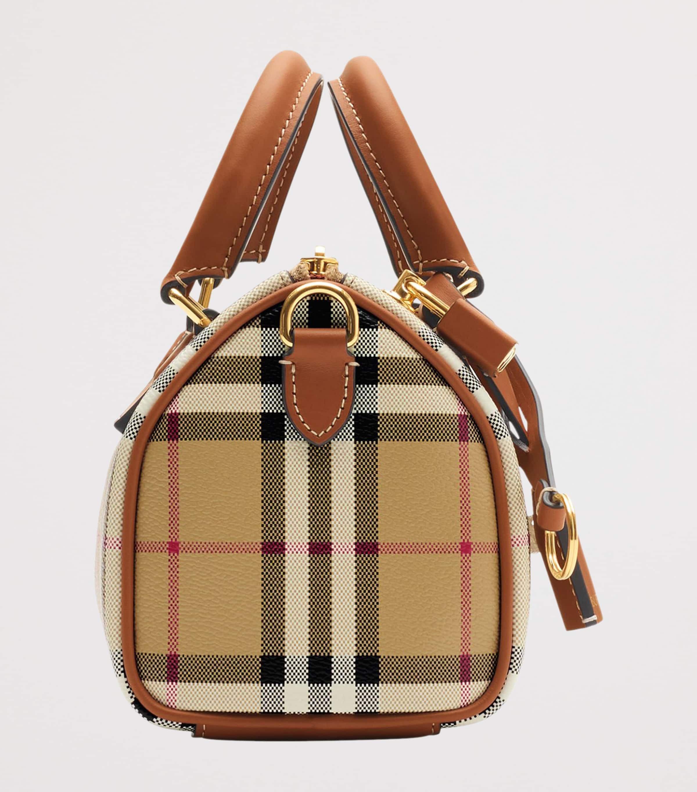 Burberry Mini Check Bowling Bag Vntg Chk/briar Brown Image 4