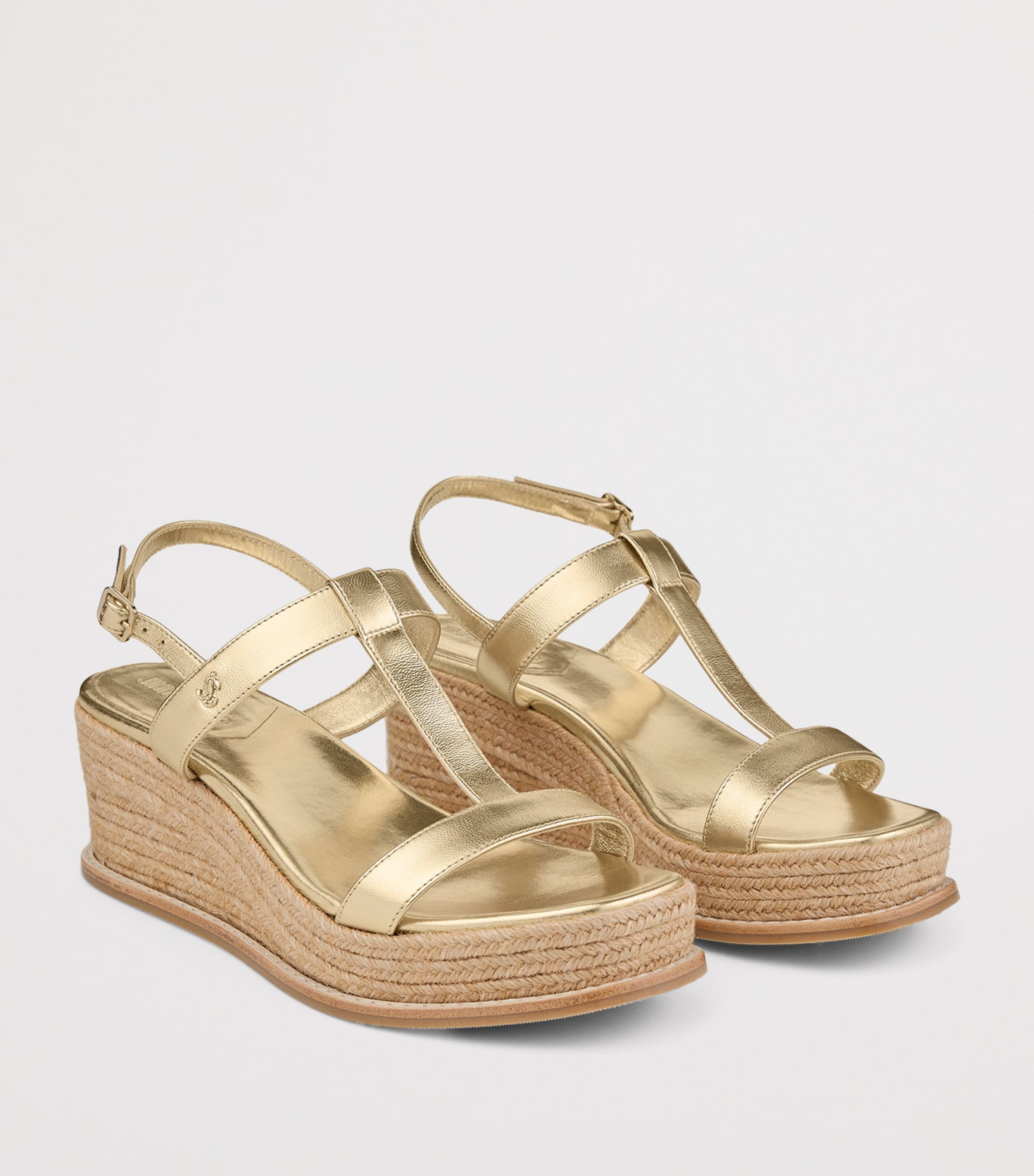 Jimmy Choo Theia 60 Leather Wedge Sandals Gold Image 5