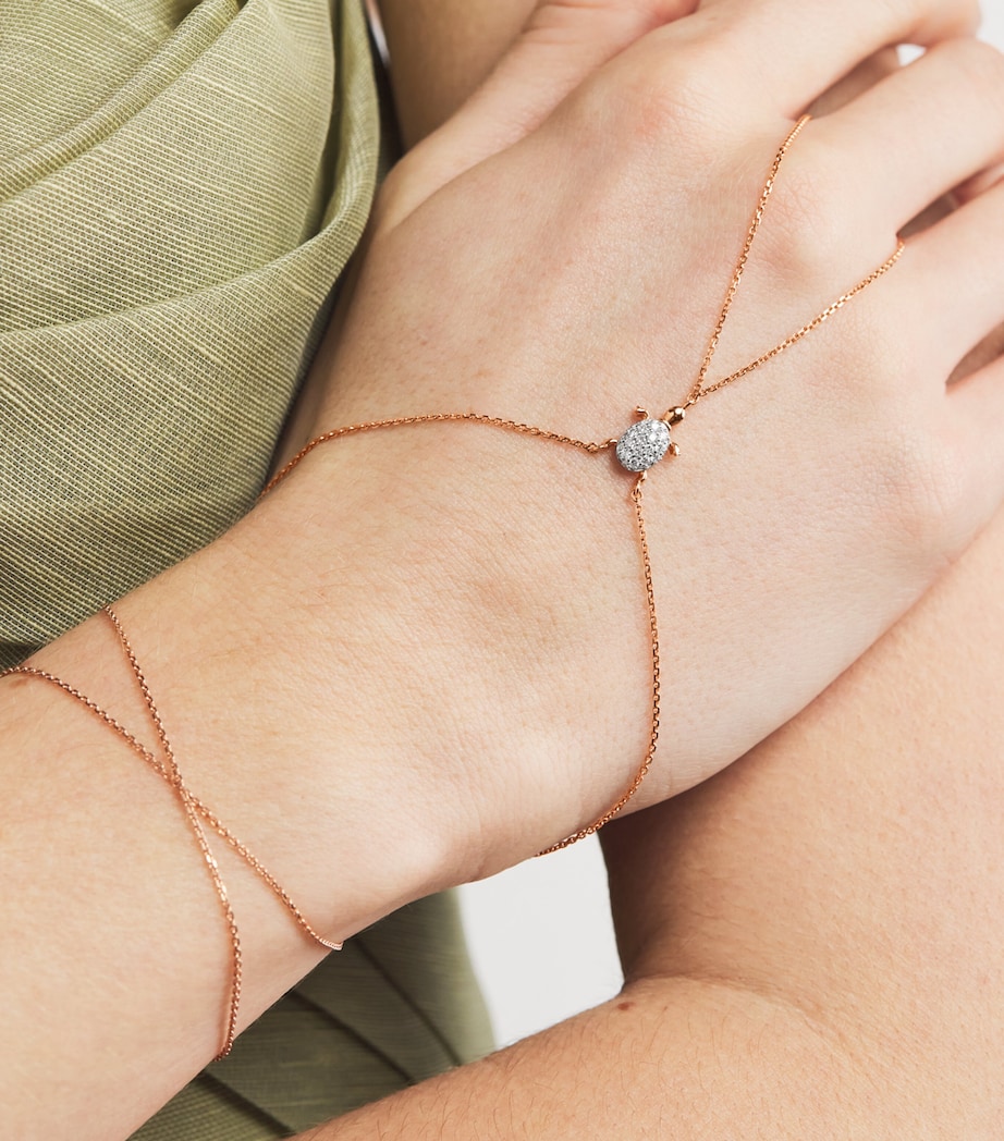Rose Gold and Diamond Turtle Bracelet WHITE Image 2