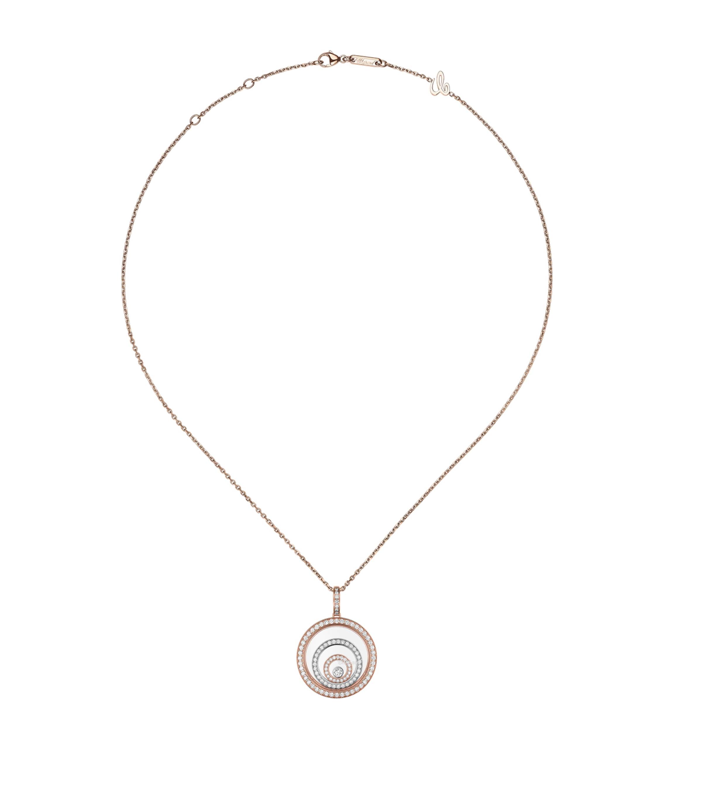 Chopard Mixed Gold And Diamond Happy Spirit Necklace In Gold