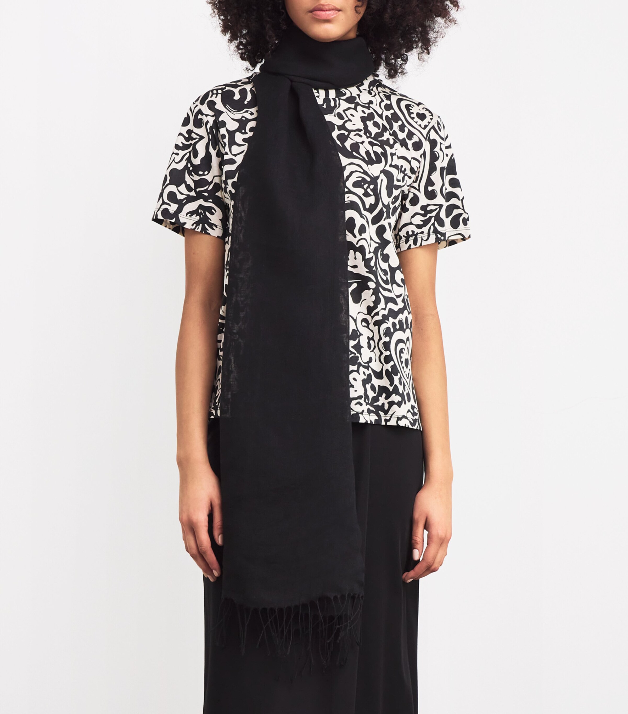 Weekend Max Mara Linen Stole Scarf Black Image 4