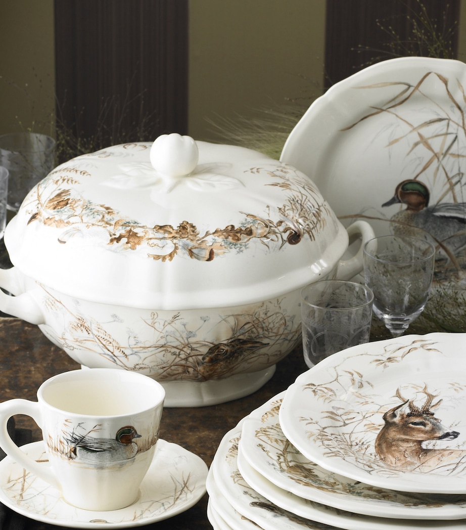 Set of 2 Sologne Teacups and Saucers WHITE, BROWN Image 2
