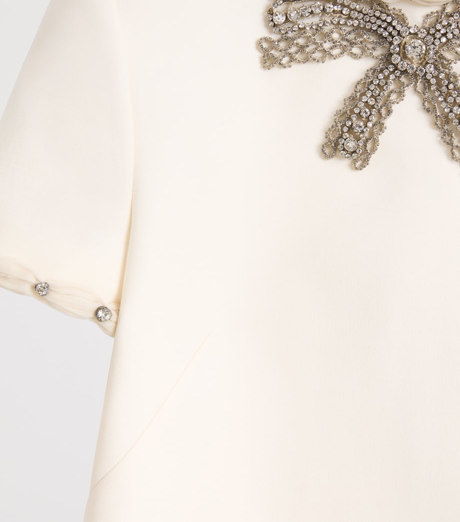 Valentino Womens Wool-Silk Bow-Embellished Mini Dress Image 6