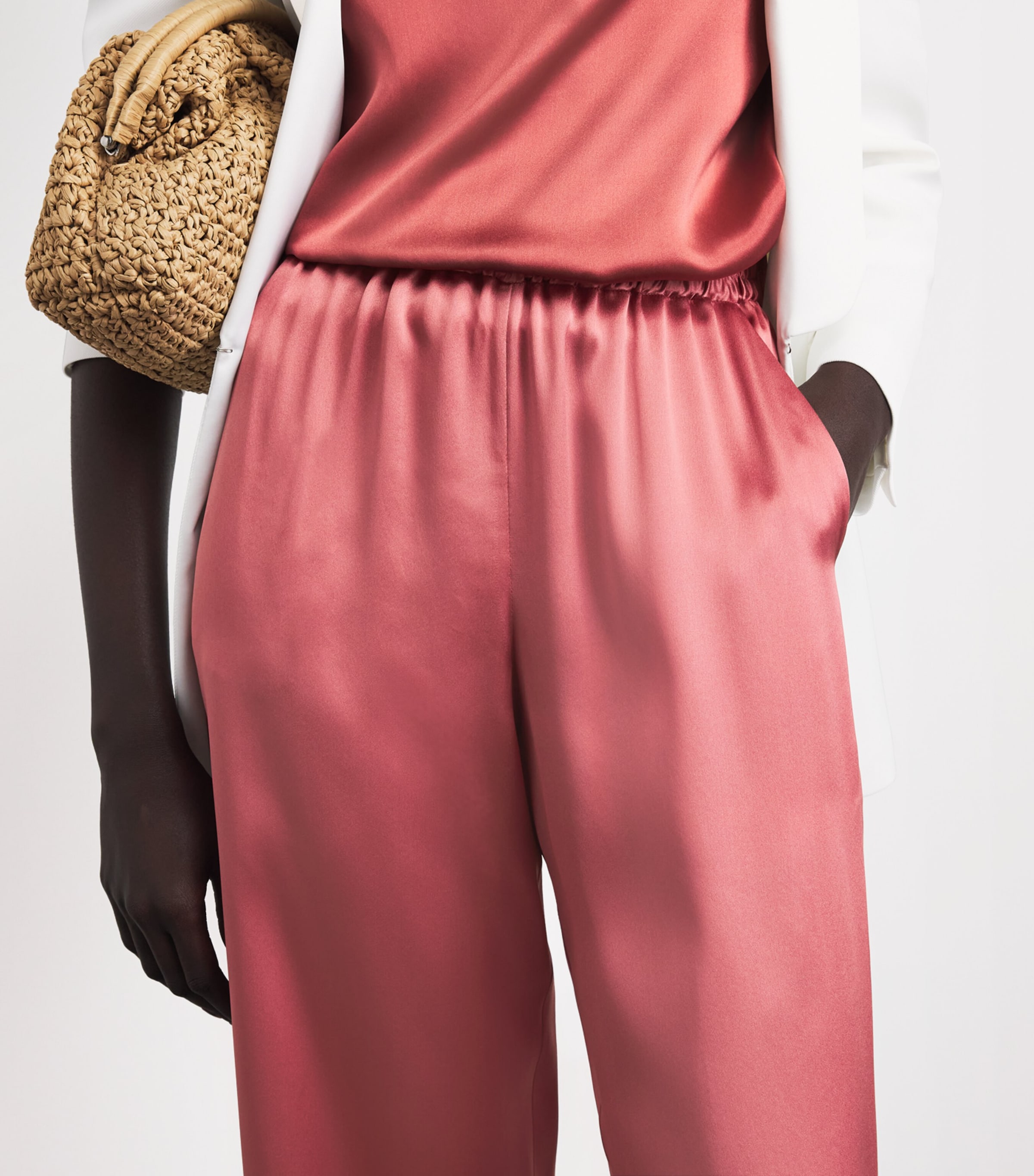 Eleventy Womens Silk Wide-Leg Trousers Lampone Image 3