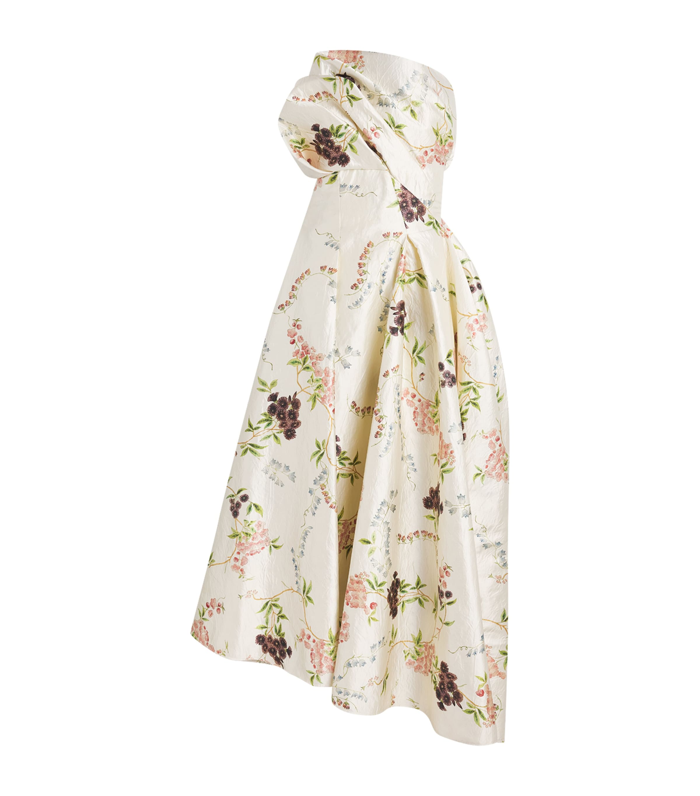 Erdem Satin Floral Print Cloud Midi Dress Frnch Chntz Mlti Wte