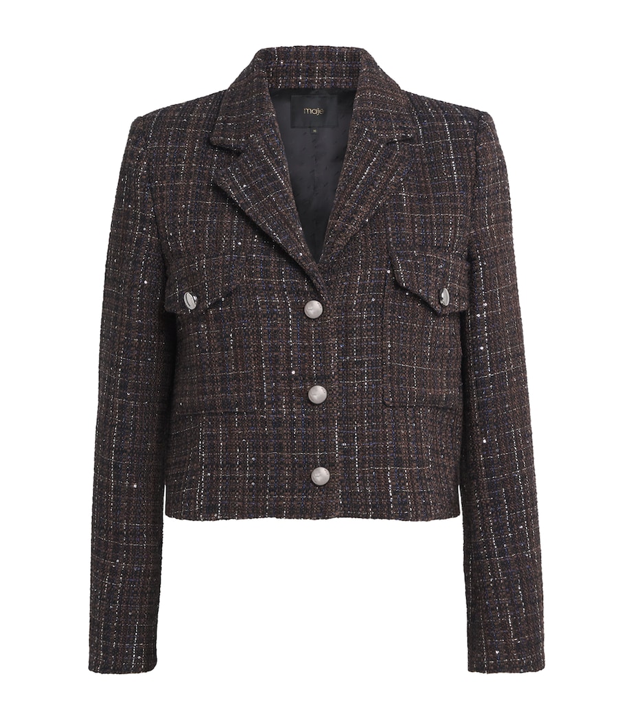 Tweed Cropped Jacket BROWN Image 1