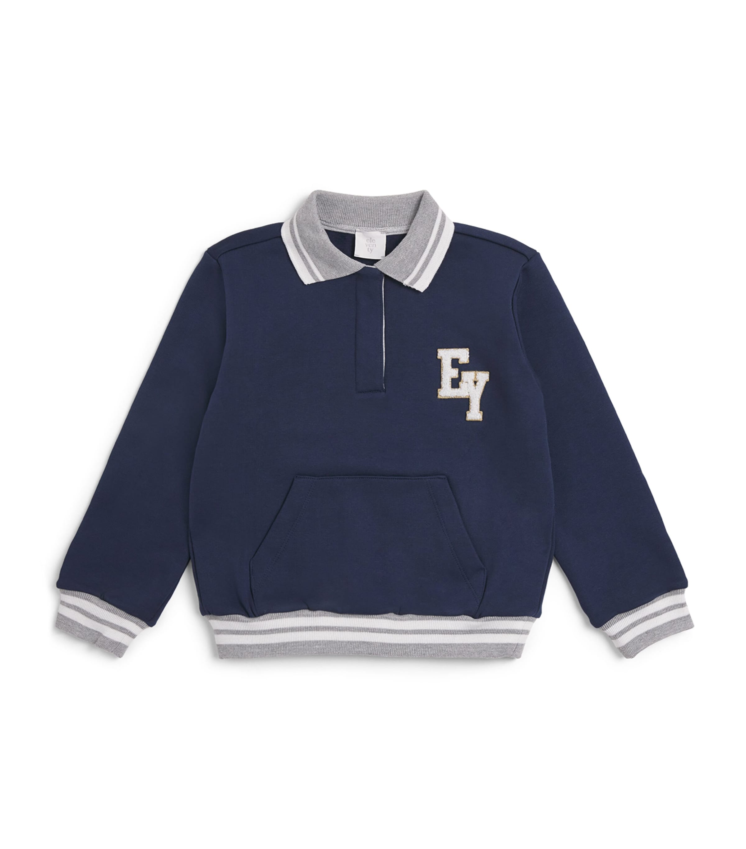 Eleventy Cotton Varsity Logo Sweater In Blue