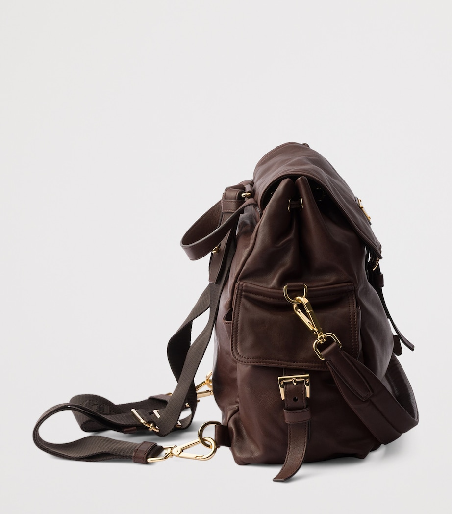 Medium Re-Nylon and Leather Explore Backpack F0038 Image 7