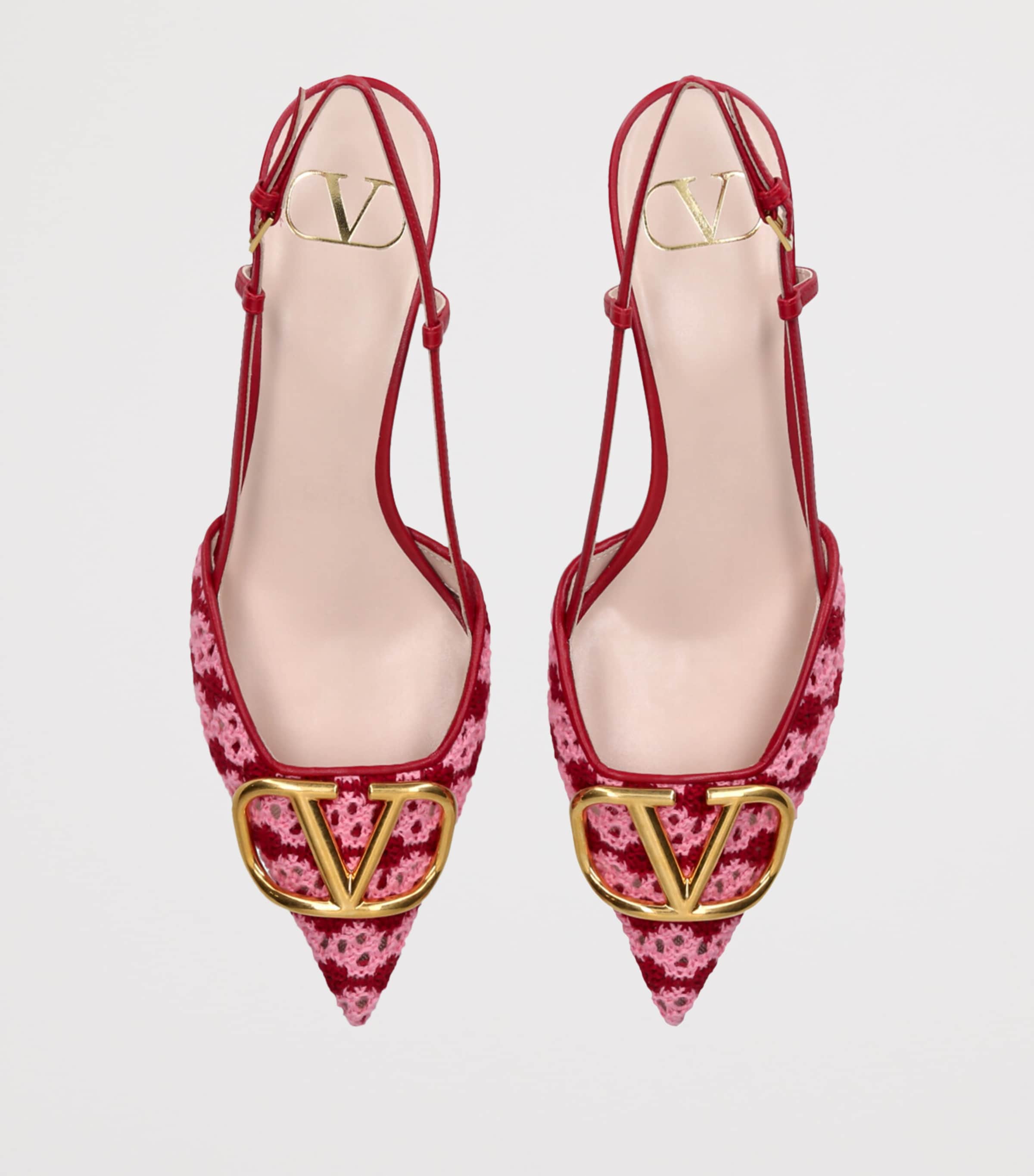 Valentino Garavani Crochet VLogo Signature Slingback Pumps 40 Pink Comb Image 4