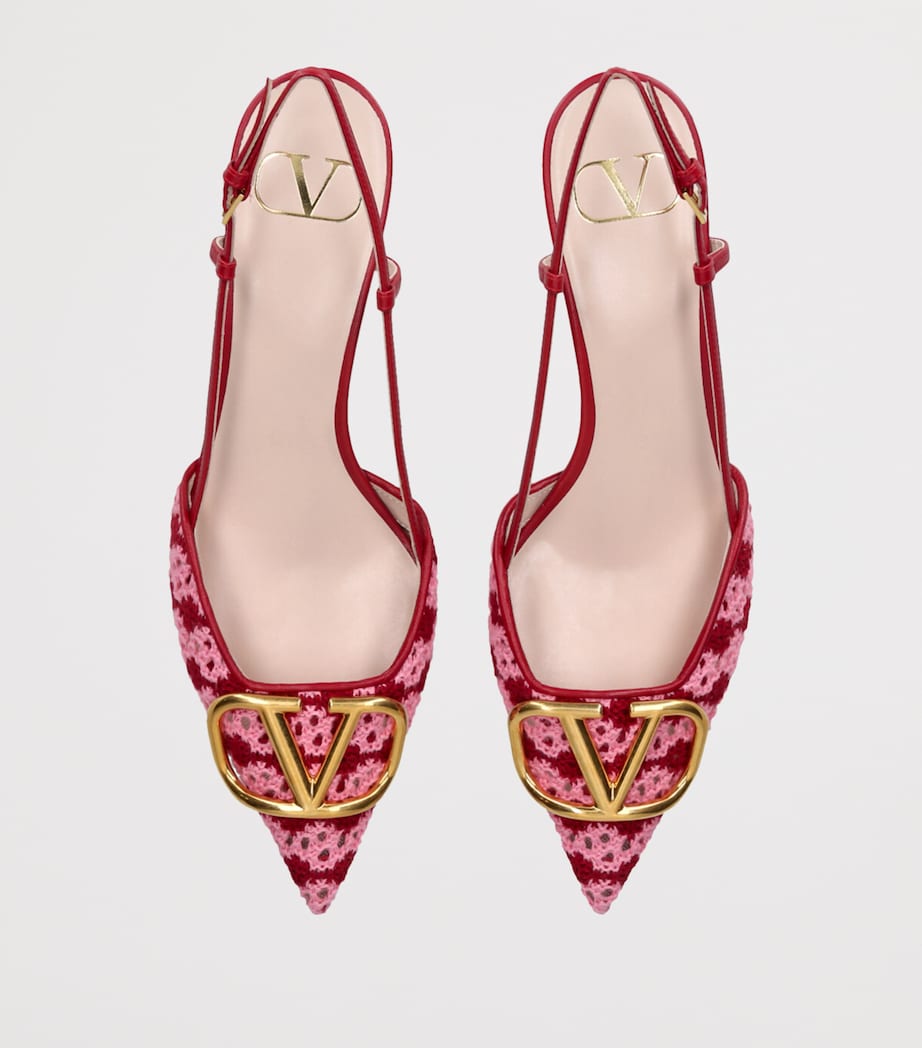 Valentino Garavani Crochet VLogo Signature Slingback Pumps 40 Pink Comb Image 4