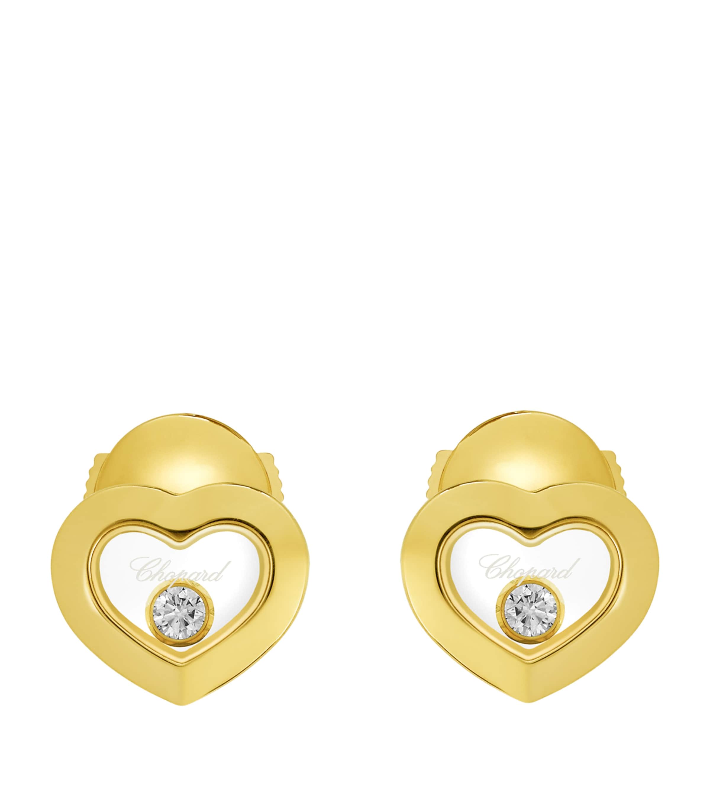Chopard Happy Diamonds 18ct Yellow-gold And 0.10ct Diamond Earrings In Gold