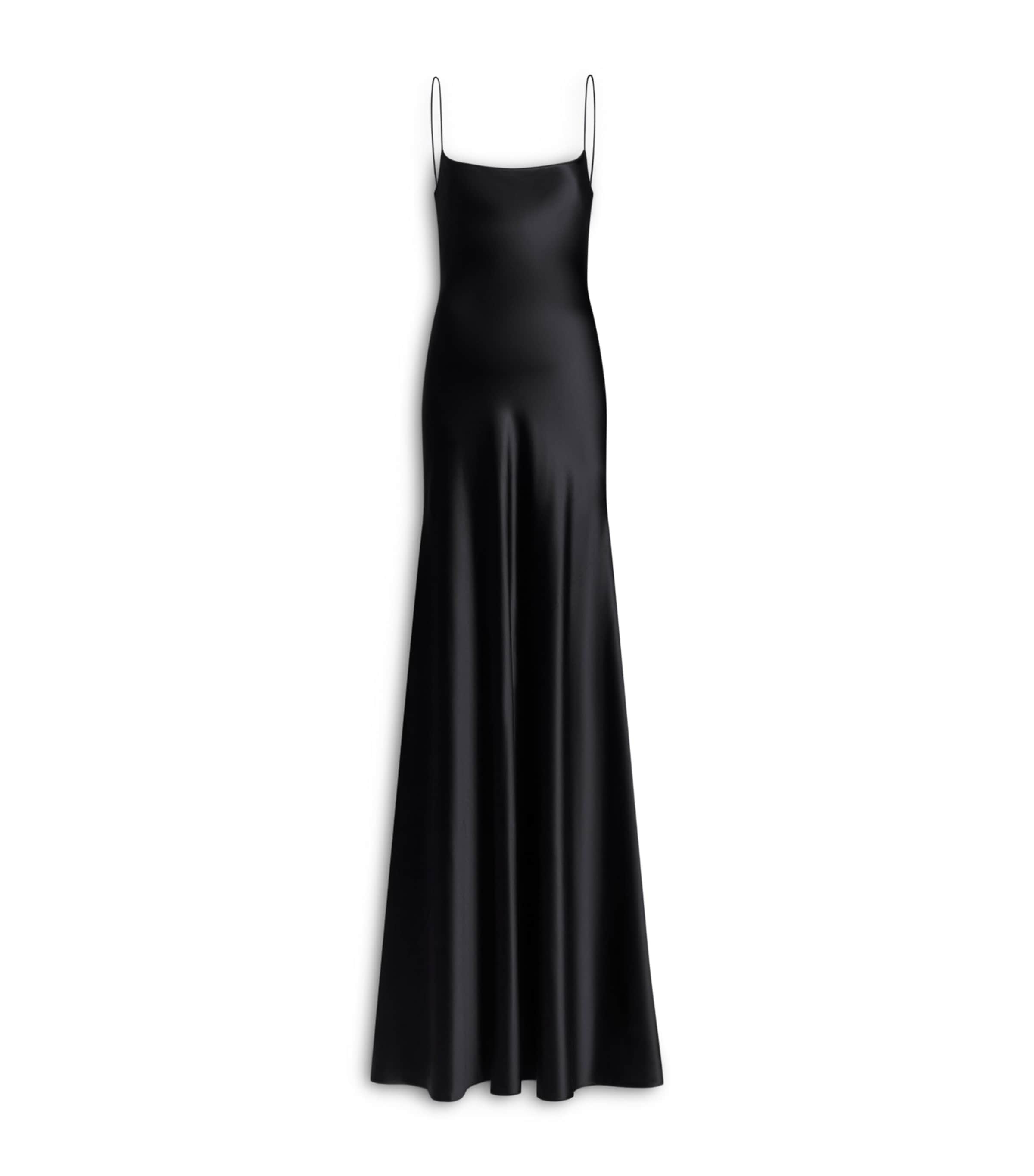 Alaïa Womens Silk Satin Maxi Dress Noir Image 1