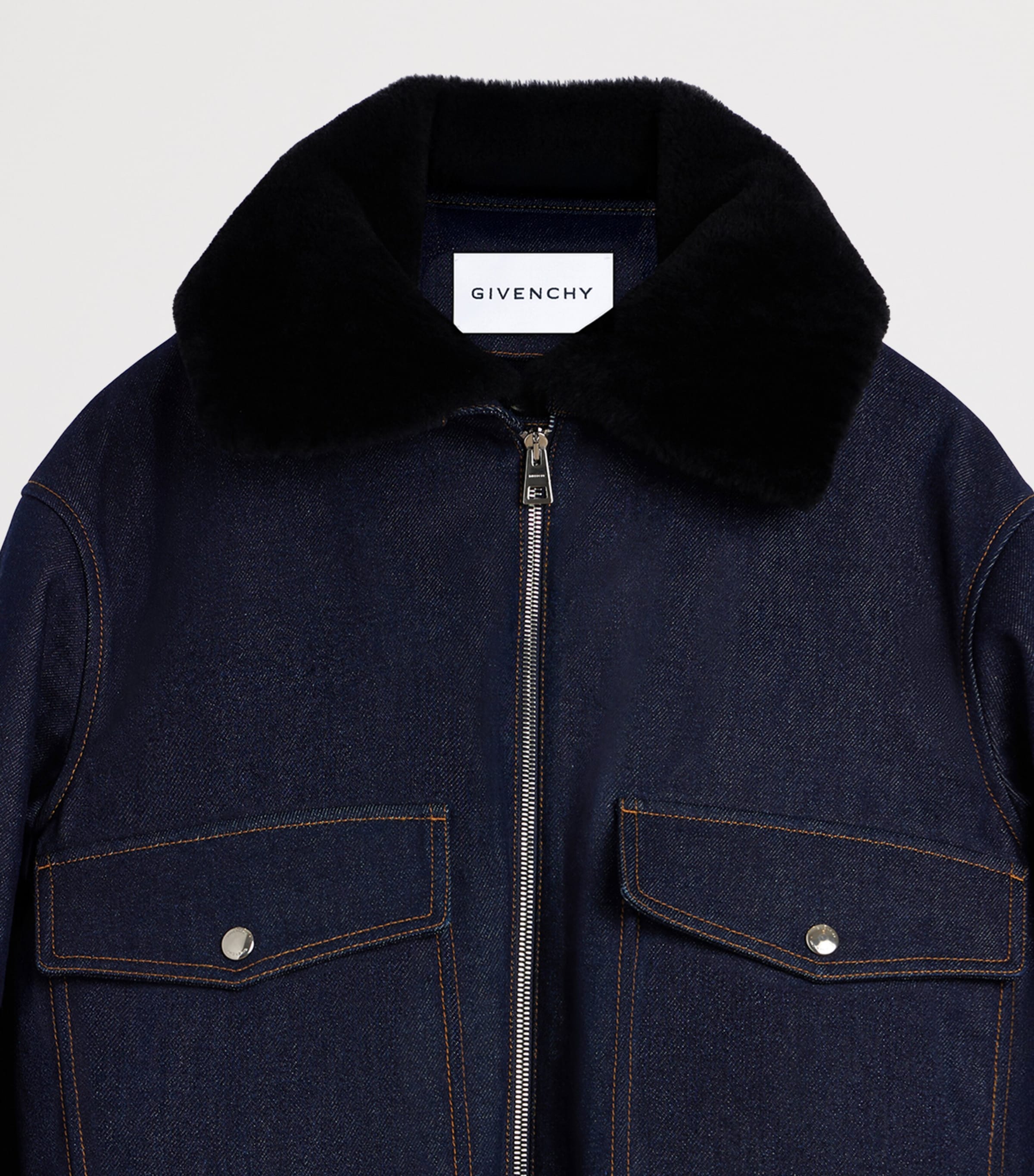 Givenchy Womens Shearling-Collar Denim Blouson Jacket Image 9