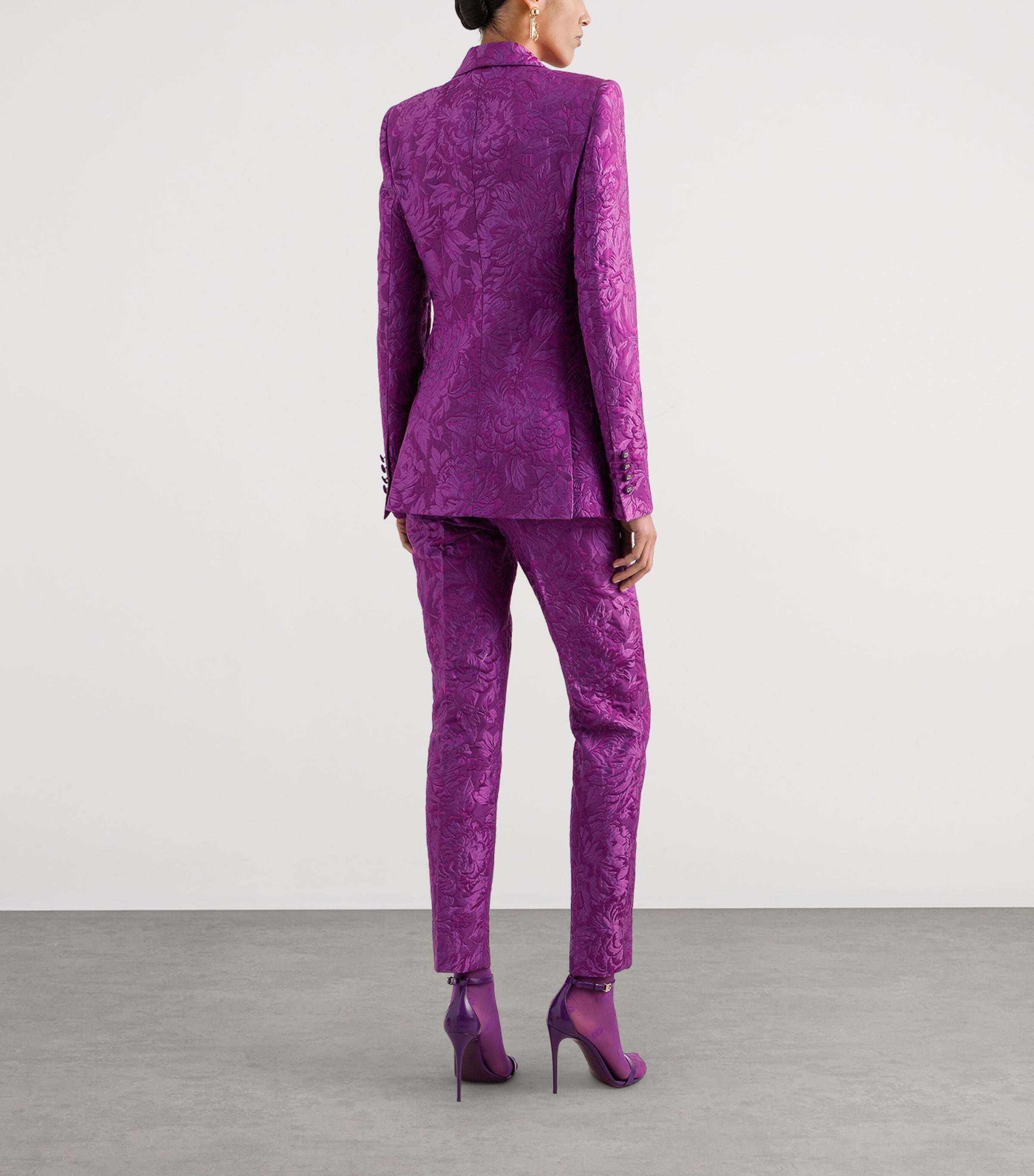 Jacquard Single-Breasted Blazer F0571-PURPLE Image 3