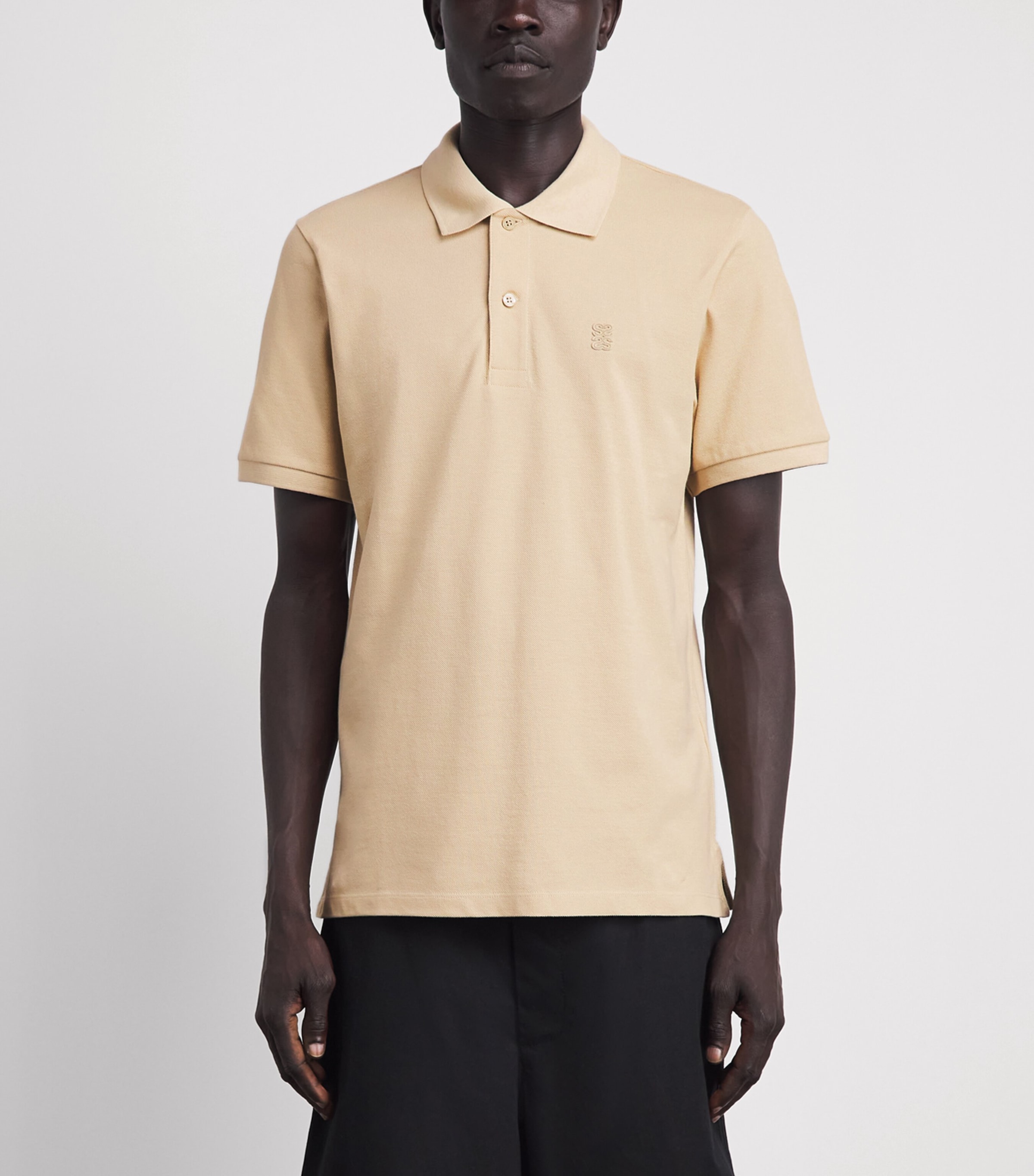 Sandro Paris Mens Cotton 4S Patch Polo Shirt Beige Image 4