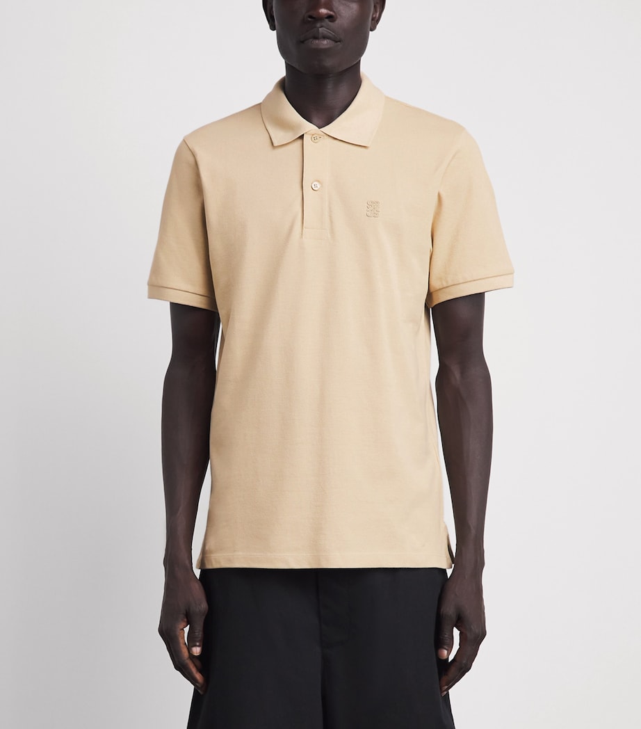 Sandro Paris Mens Cotton 4S Patch Polo Shirt Beige Image 4