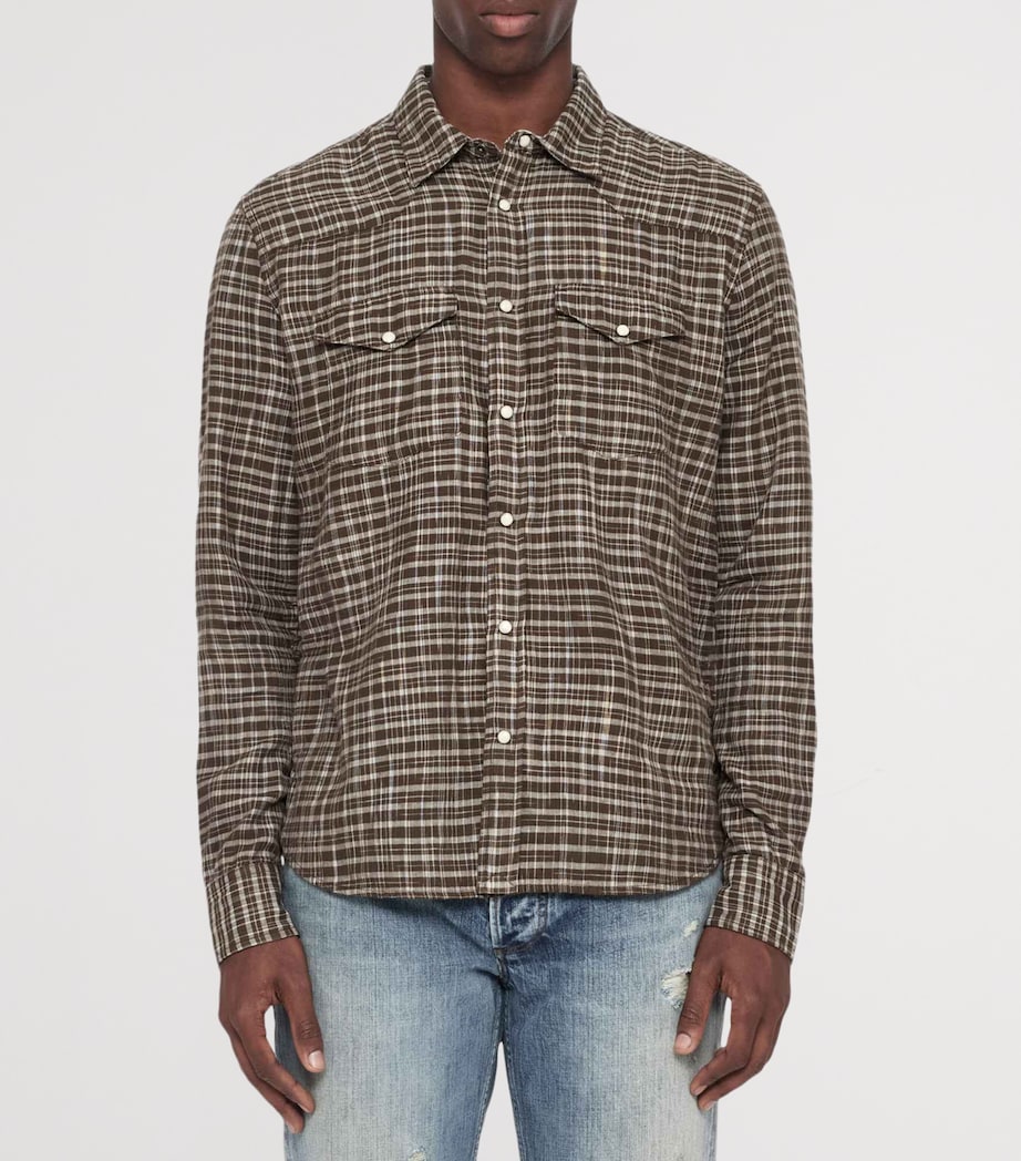 AllSaints Mens Organic Cotton Court Shirt Khaki Brown Image 3