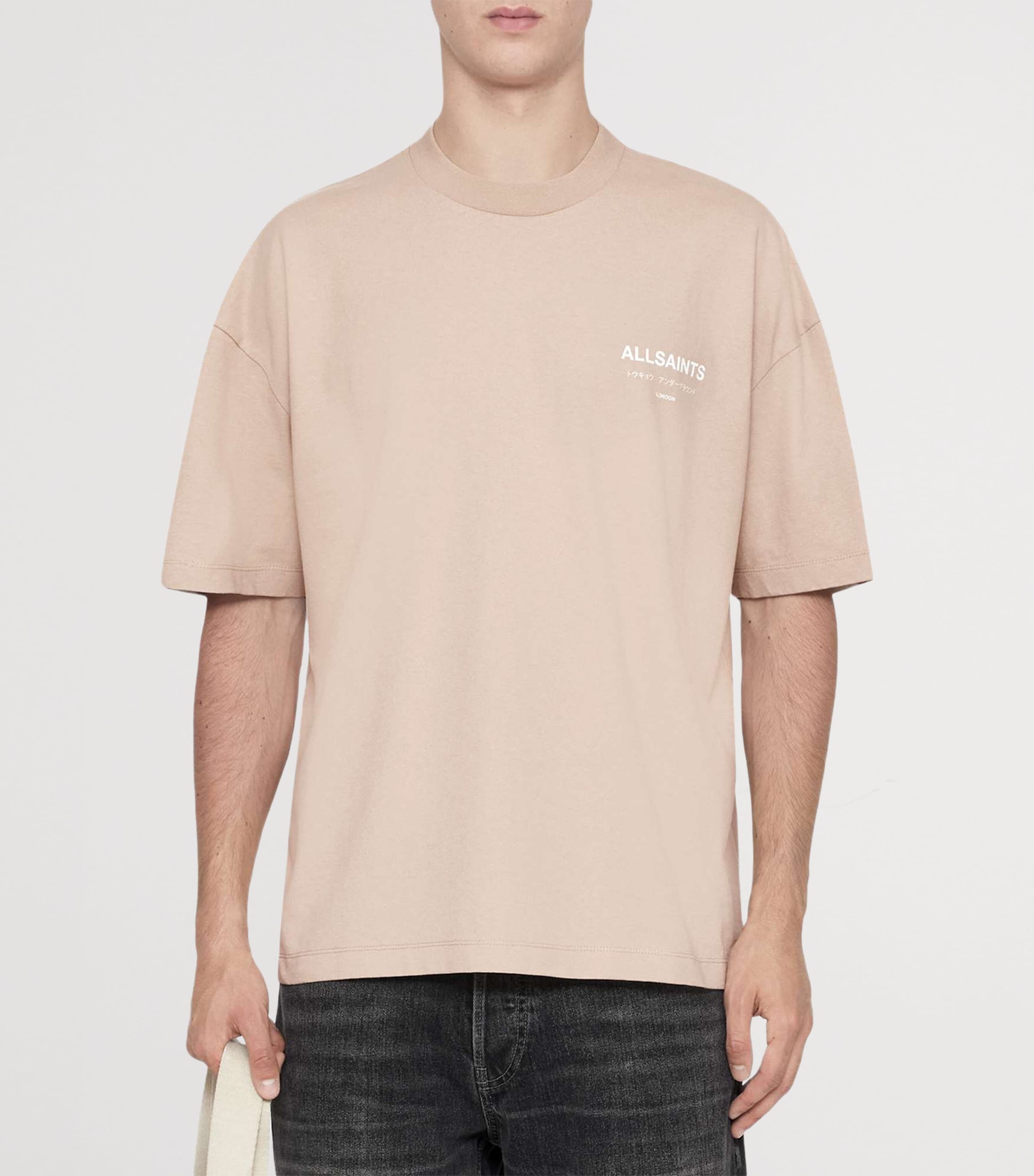 AllSaints Mens Underground Print T-Shirt Toasted Pink Image 3