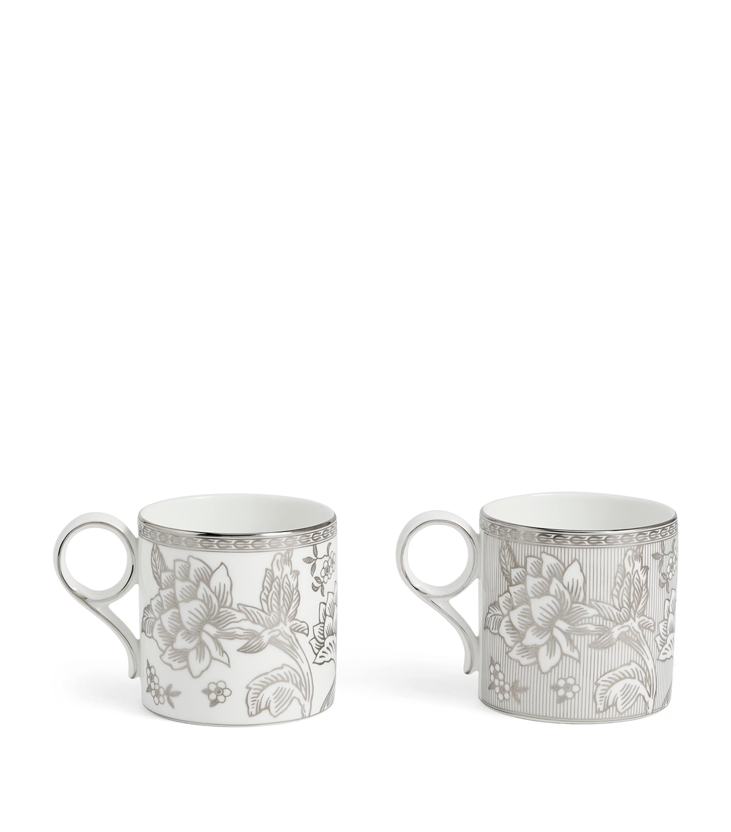 Set of 2 Bone China Silver Tonquin Mugs (330ml) SILVER Image 3