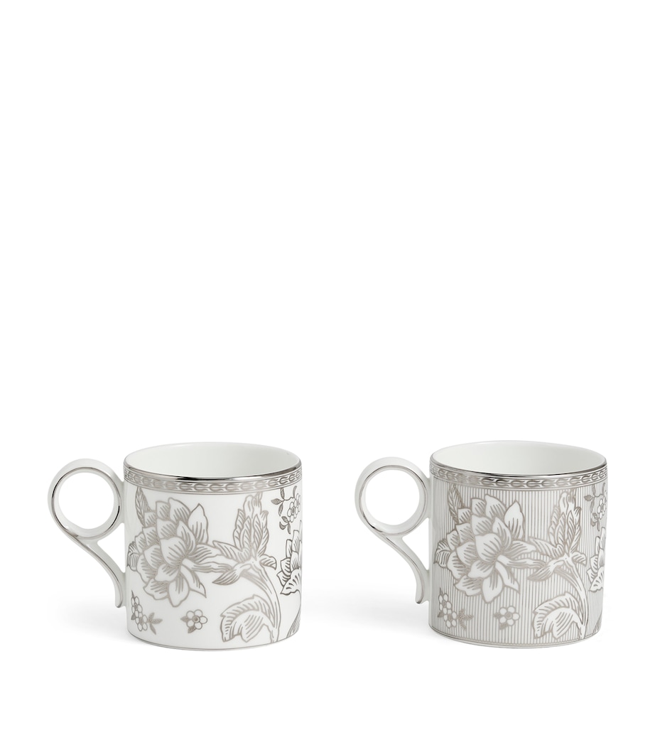 Set of 2 Bone China Silver Tonquin Mugs (330ml) SILVER Image 3