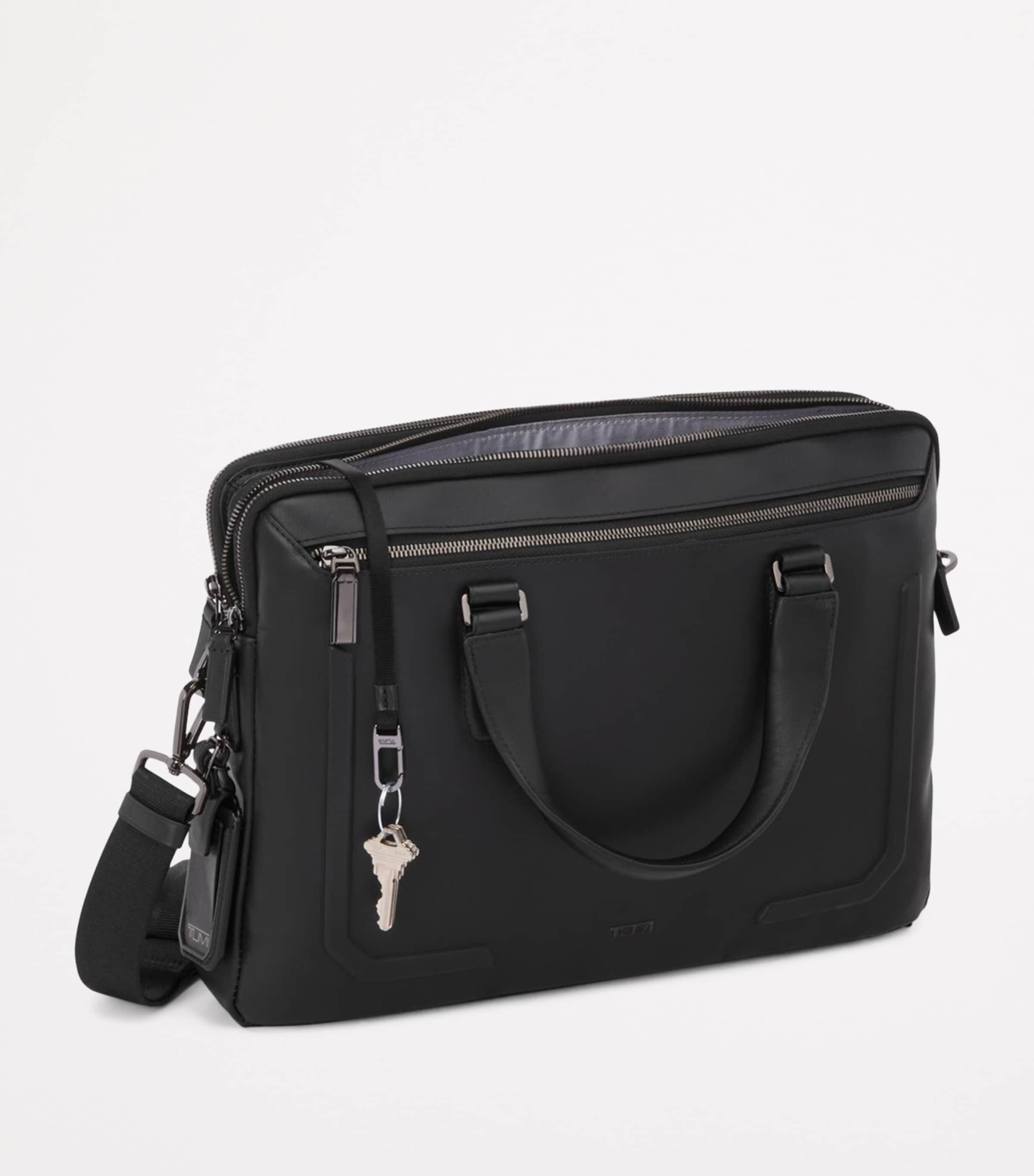 Leather Harrison Briefcase BLACK BOMBE LEATHER Image 3