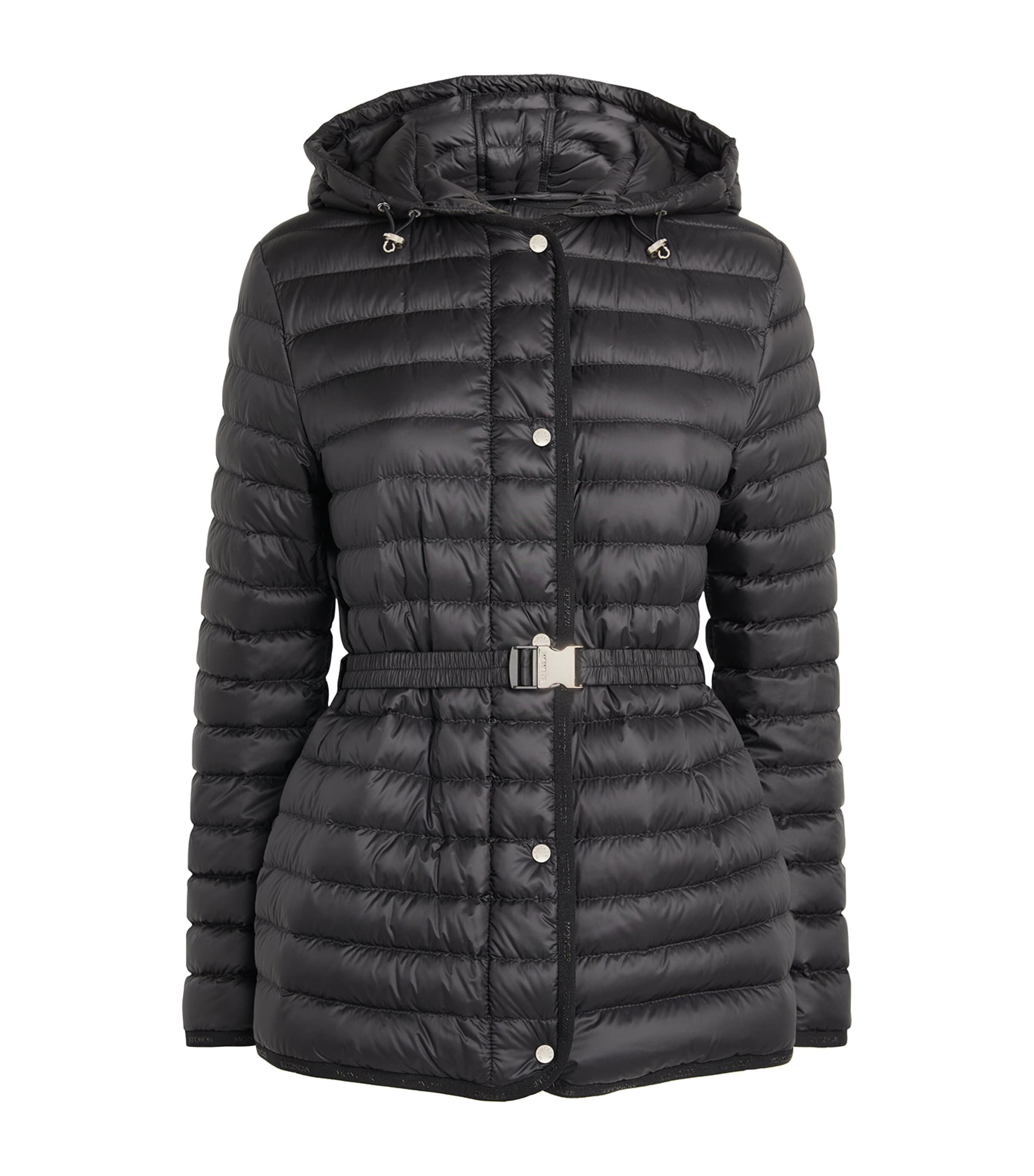 Shop Moncler Belted Oredon Puffer Jacket In Black