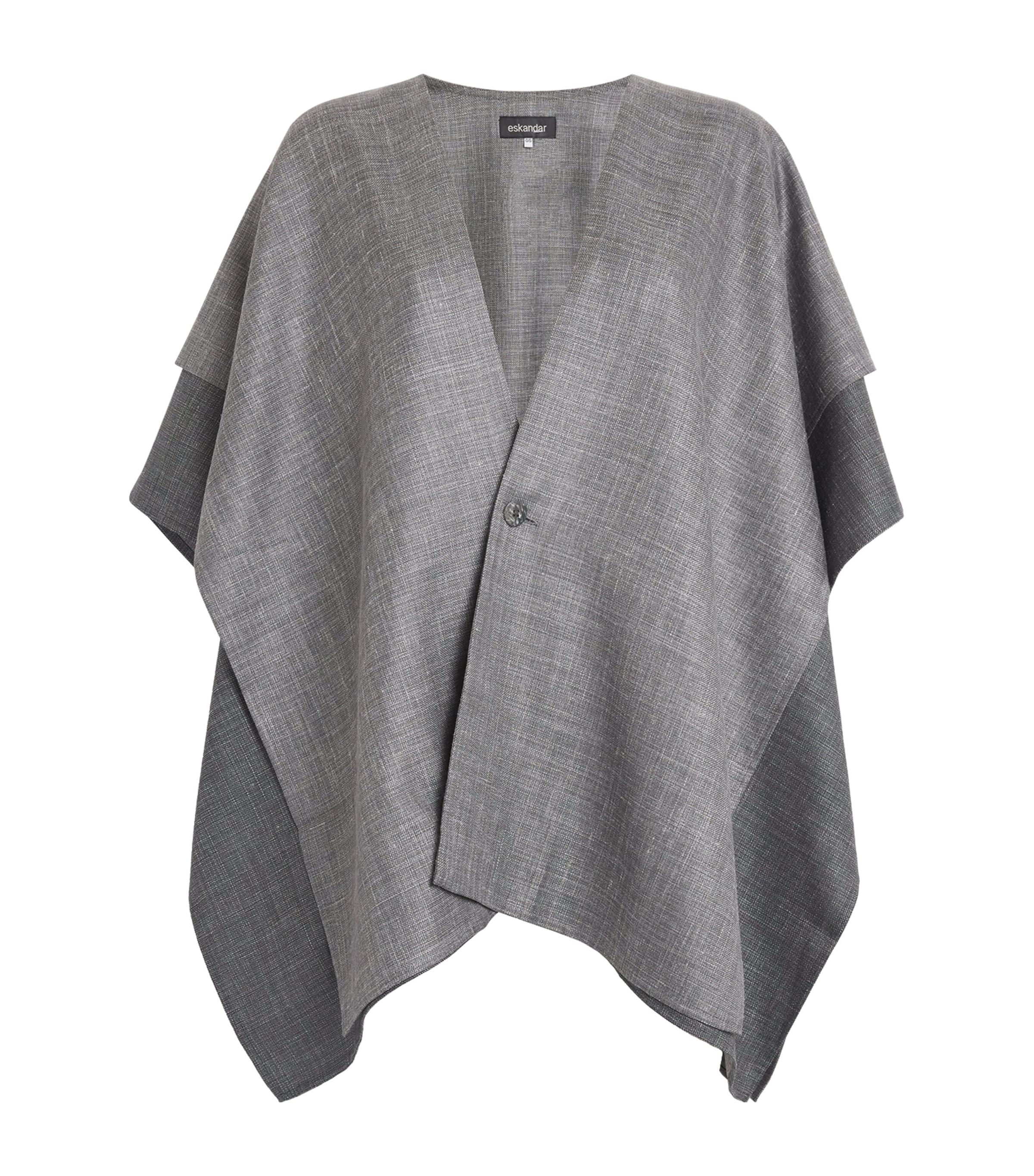 ESKANDAR WOOL-SILK-LINEN DOUBLE-LAYER CAPE