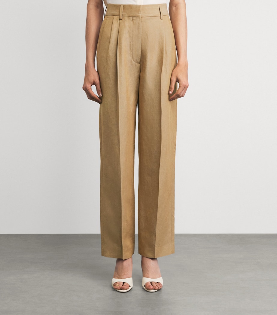 Blazé Milano Womens Renegade Fox Straight Tailored Trousers Sand Image 4