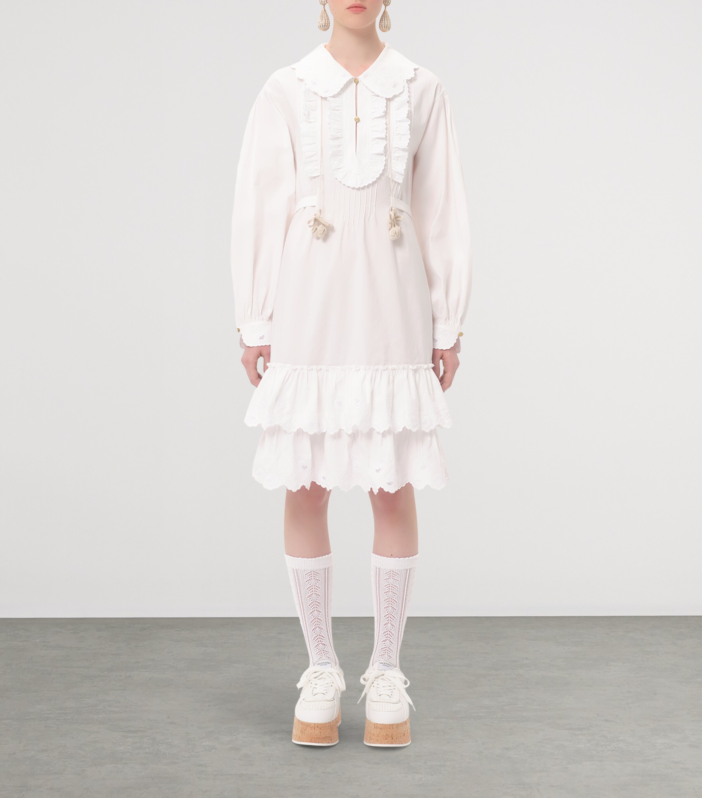 Valentino White Ruffle-Detail Mini Dress | Harrods US