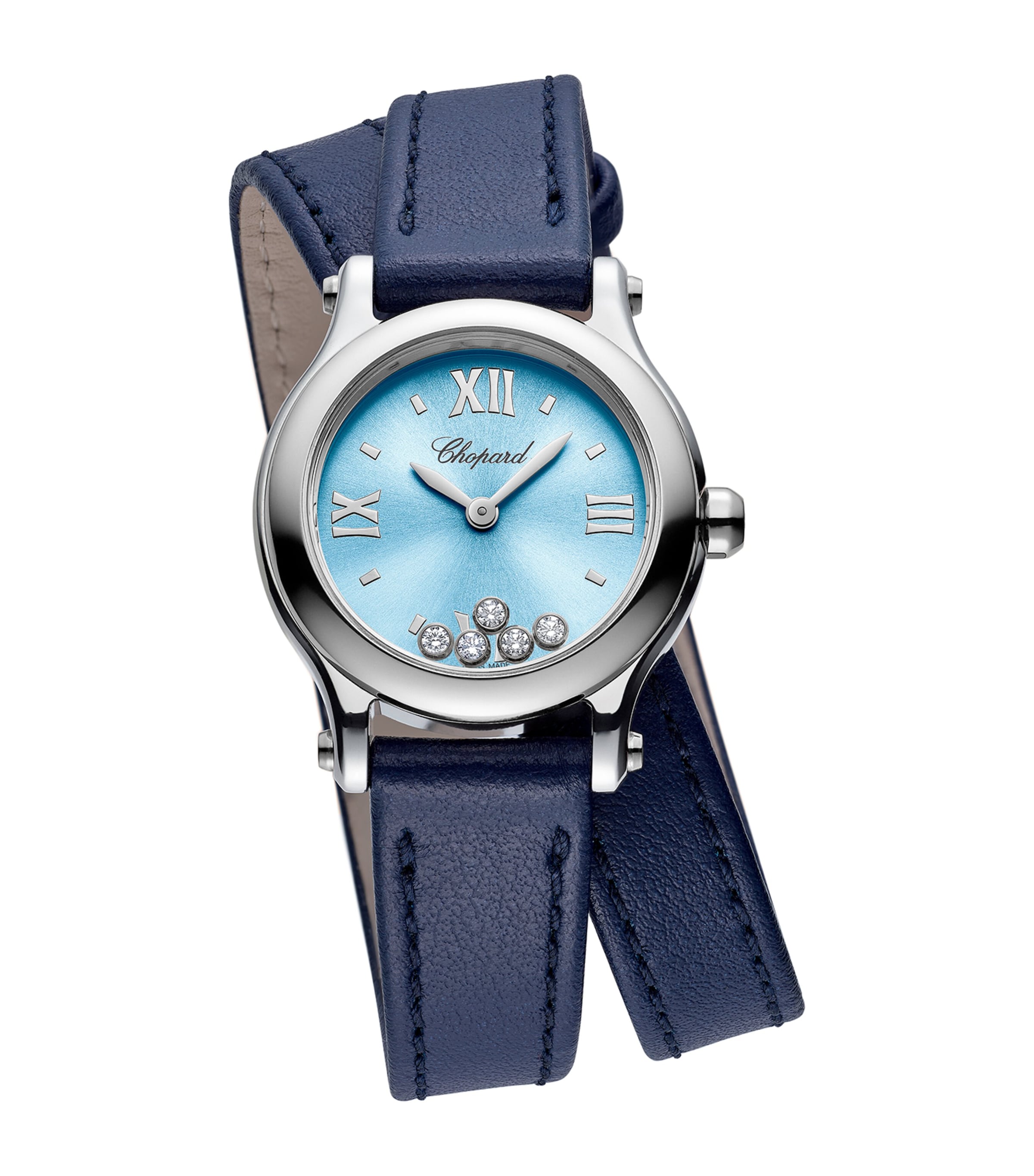 Chopard Lucent Steel And Diamond Happy Sport Watch In Silver