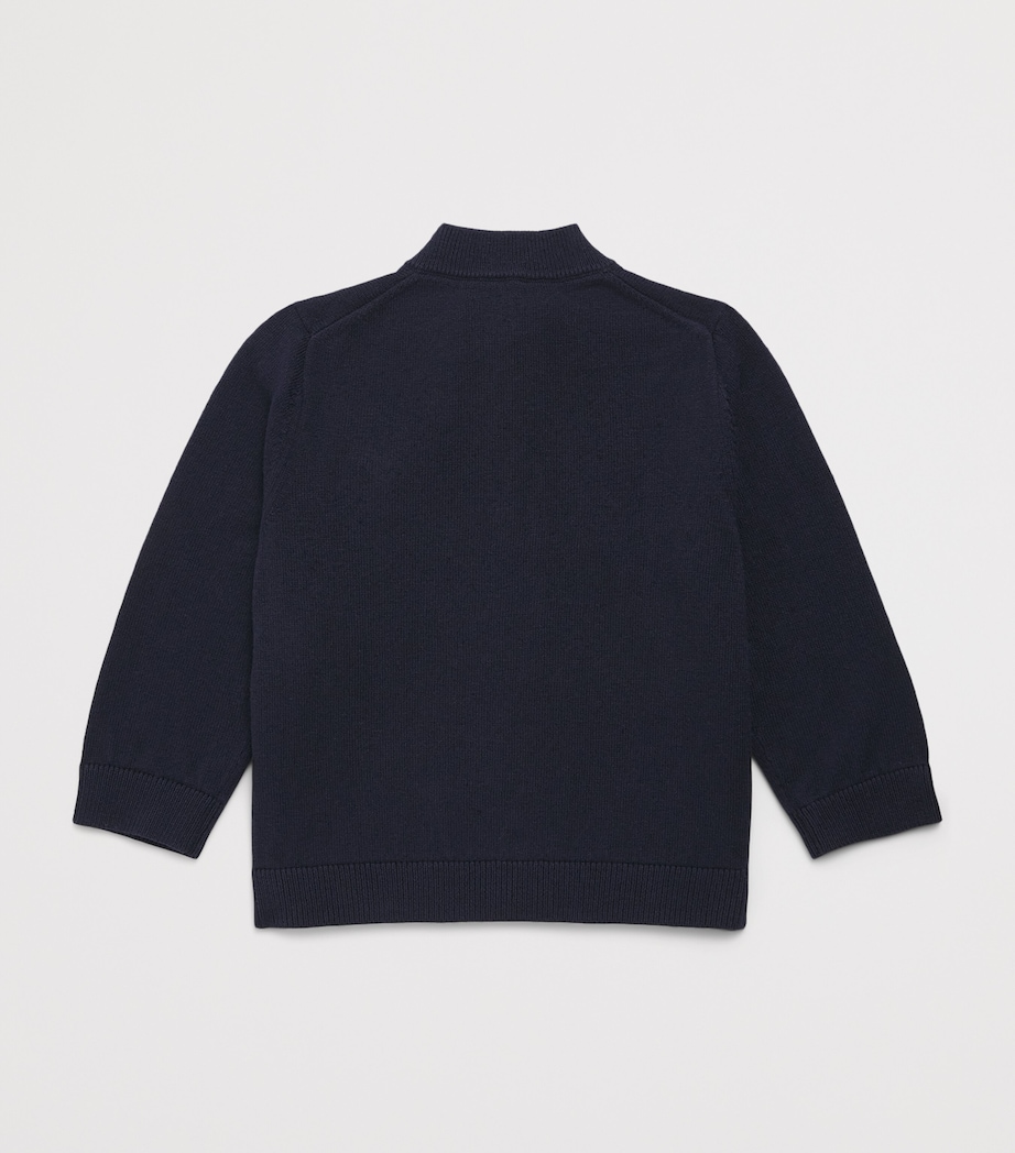 Emporio Armani Kids Eagle Zip-Up Cardigan (6-36 Months) Iconico Blu Image 2