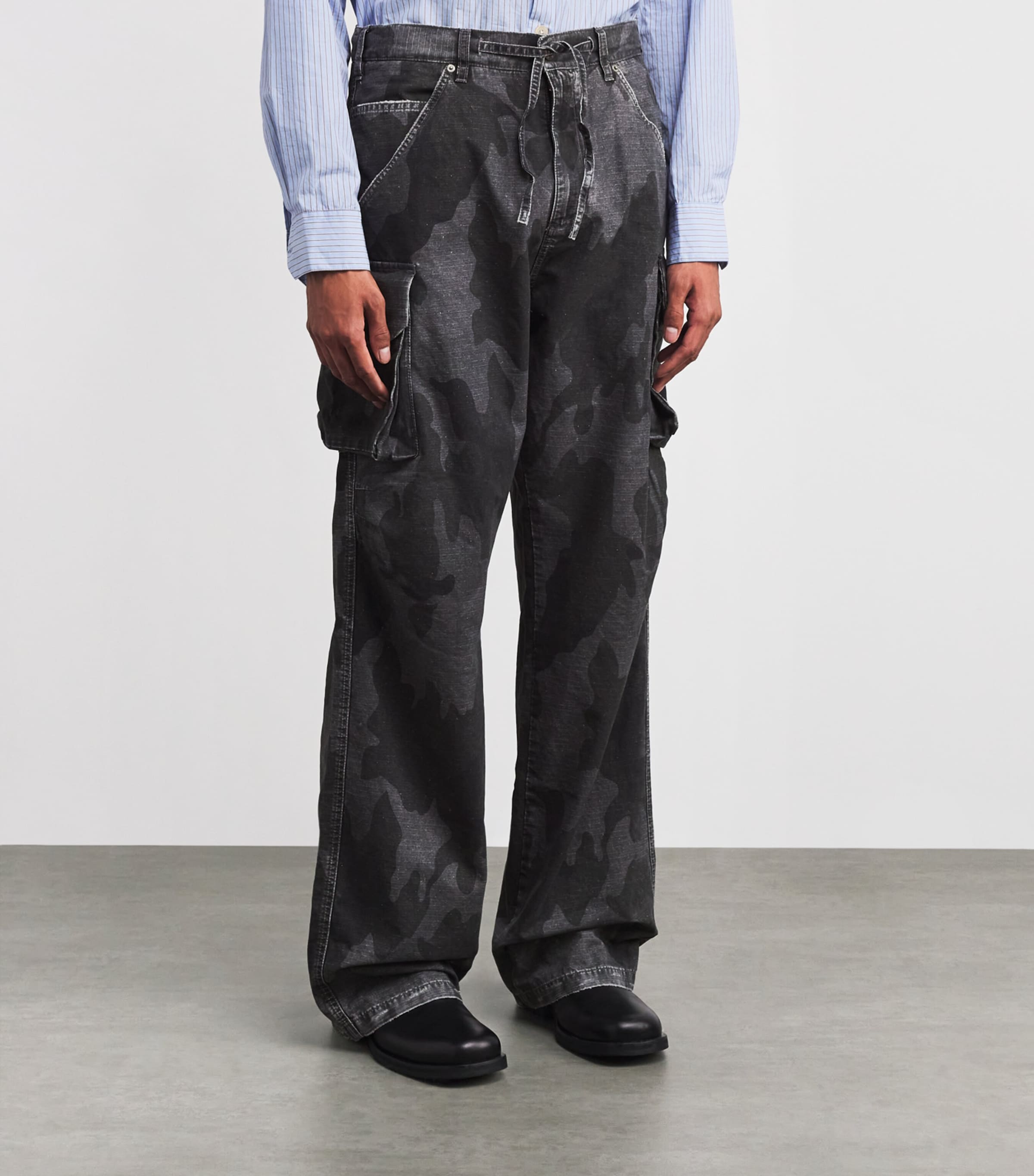 Cotton Ripstop Camouflage Print Cargo Trousers BLACKCAMO Image 3