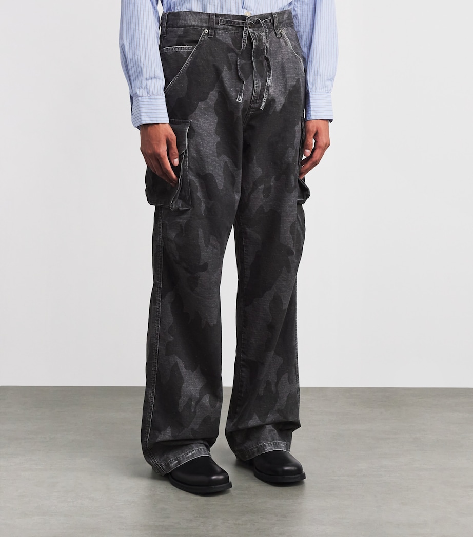 Cotton Ripstop Camouflage Print Cargo Trousers BLACKCAMO Image 3