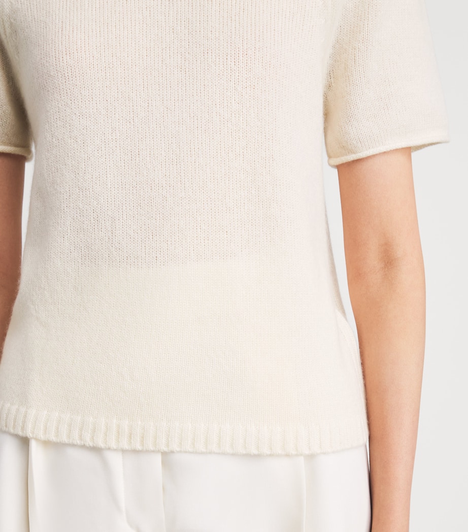 ME+EM Womens Wool-Cashmere-Silk Puff-Sleeve T-Shirt Cream Image 3