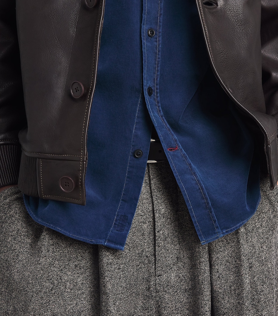 Oliver Spencer Mens Cotton Newson Cord Atlanta Shirt Indigo Blue Rinse Image 3