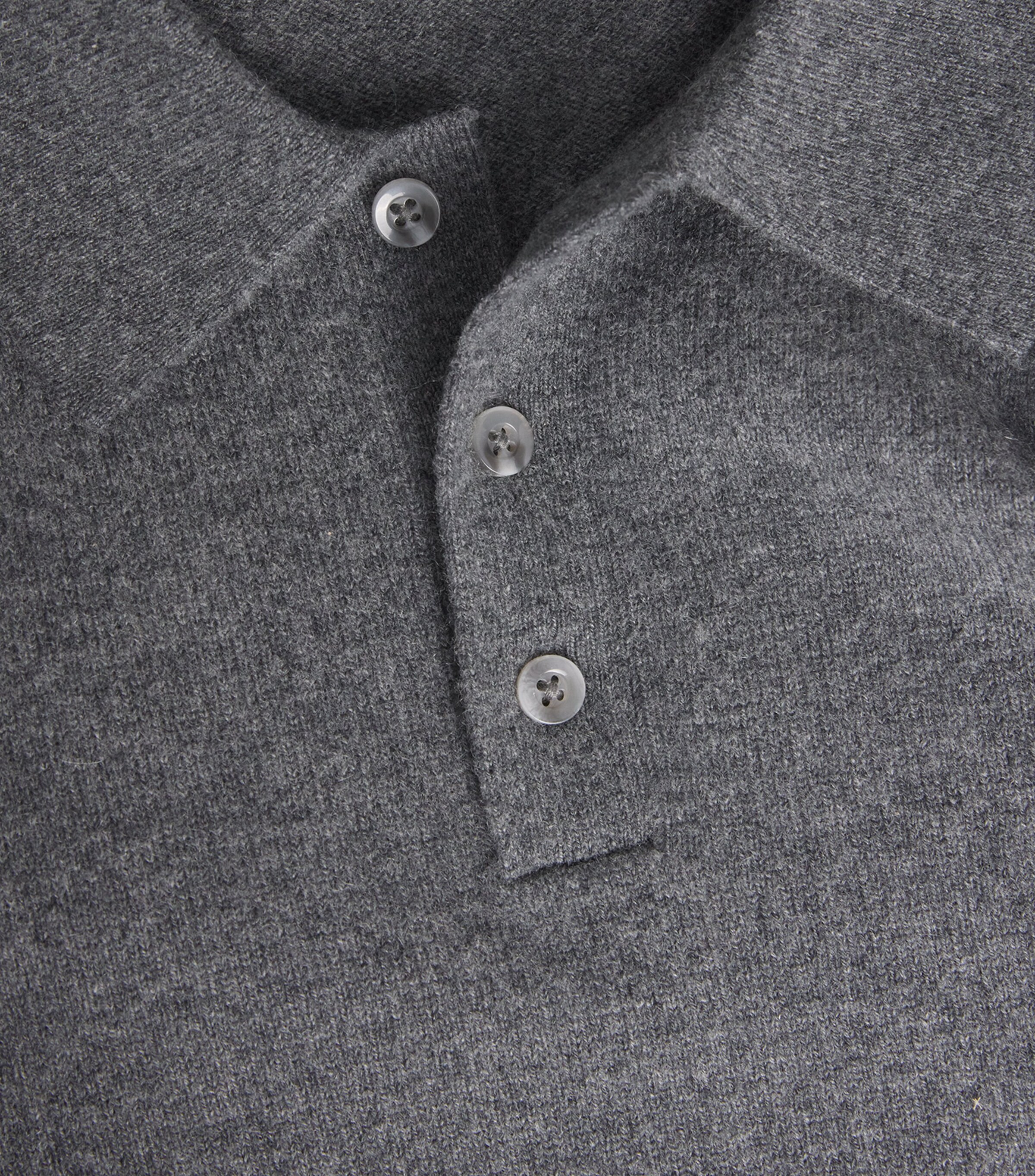 Cashmere Long-Sleeve Polo Shirt 1PG - GREY Image 5