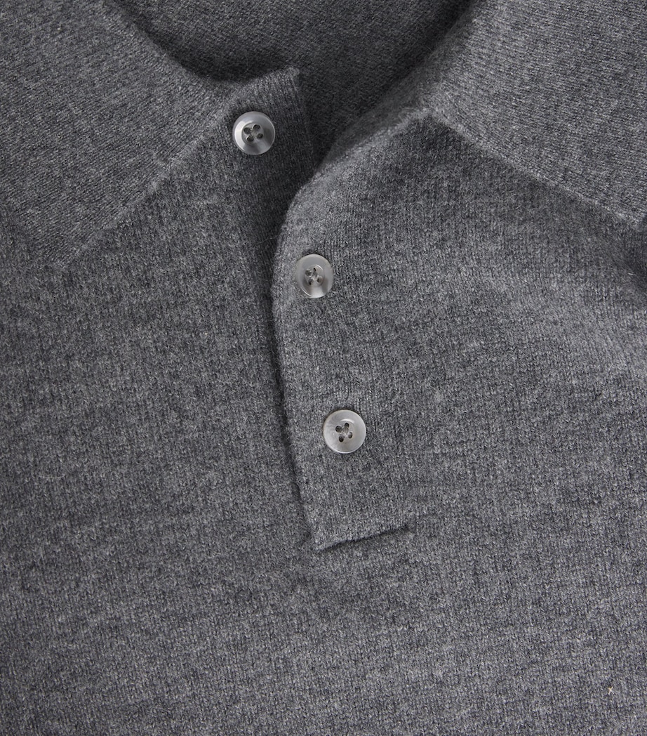 Cashmere Long-Sleeve Polo Shirt 1PG - GREY Image 5