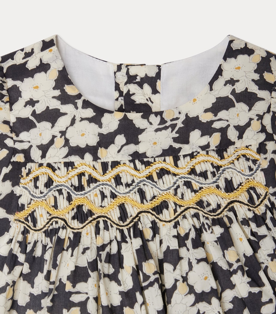 Cotton Smocked Floral Dress (24-36 Months) FLEURS NOIR Image 3
