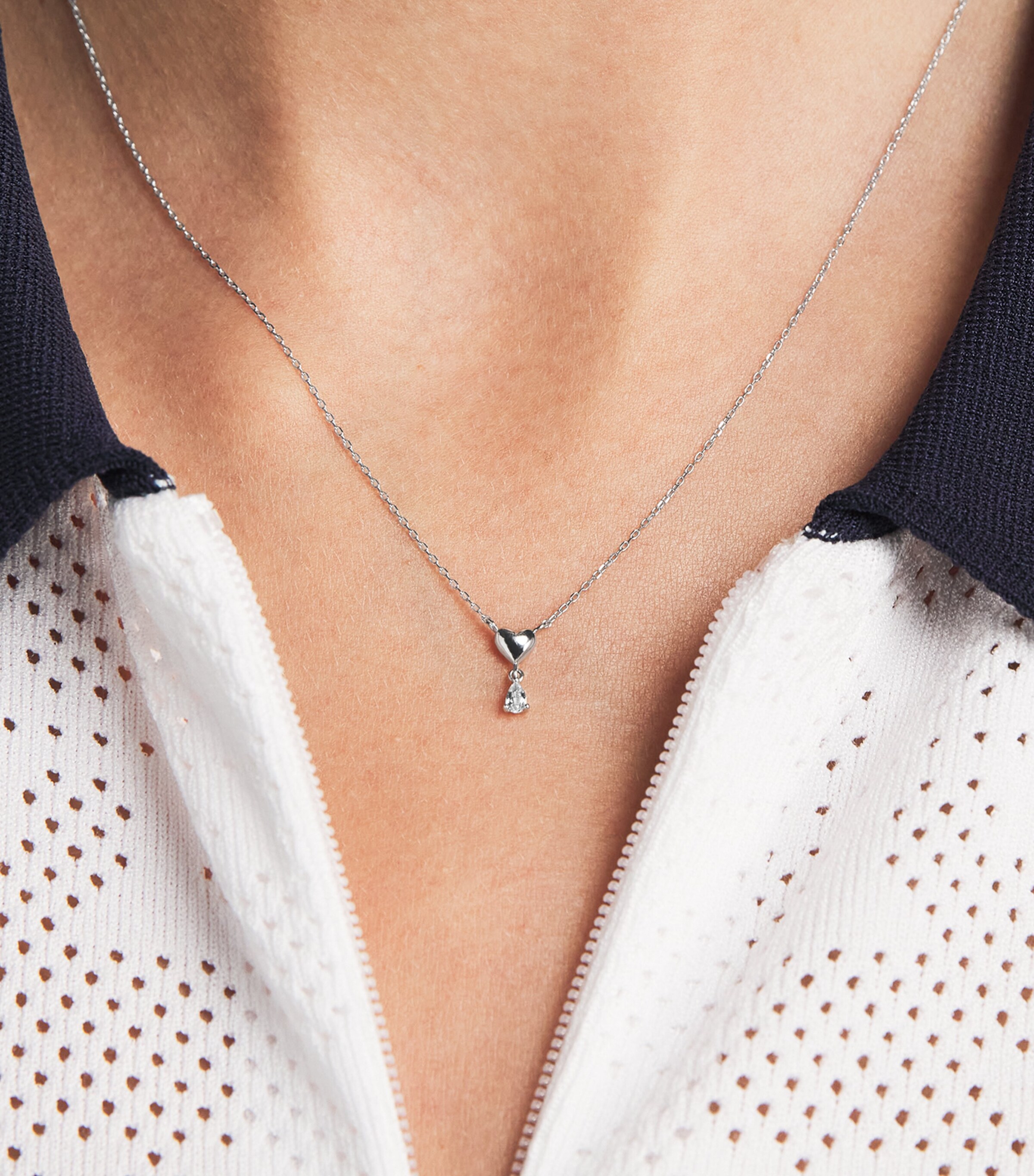 Astrid & Miyu White Gold and Topaz Heart Necklace White Gold Image 4