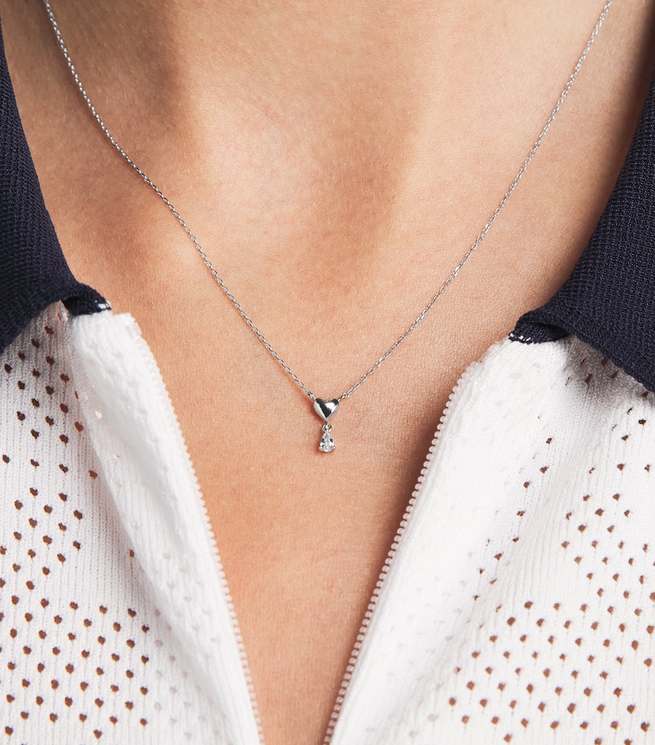 Astrid & Miyu White Gold and Topaz Heart Necklace White Gold Image 4